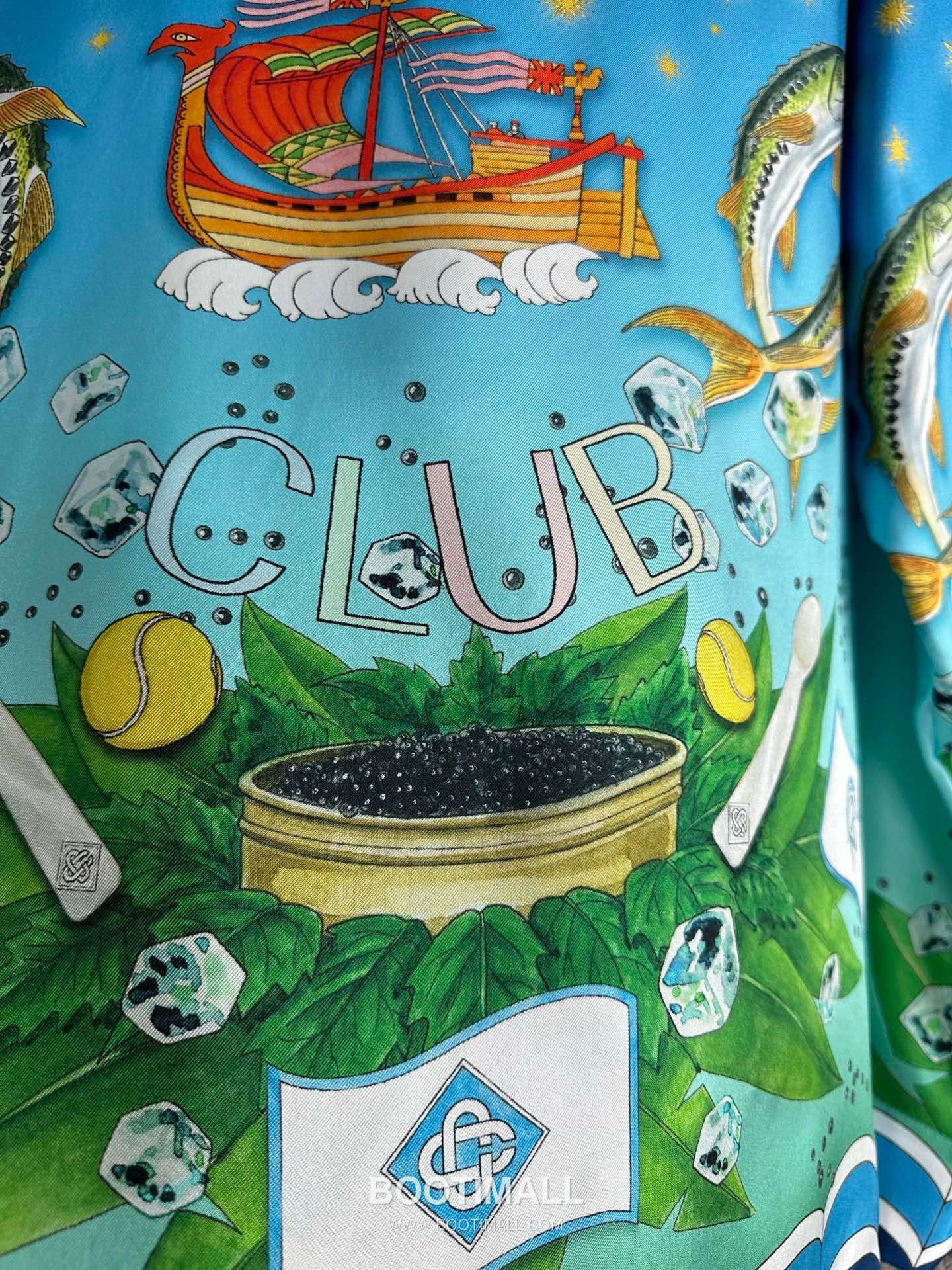 Casablanca Caviar Print Shirt Silk Blue 카사블랑카 캐비어 프린트 셔츠 실크 블루 9