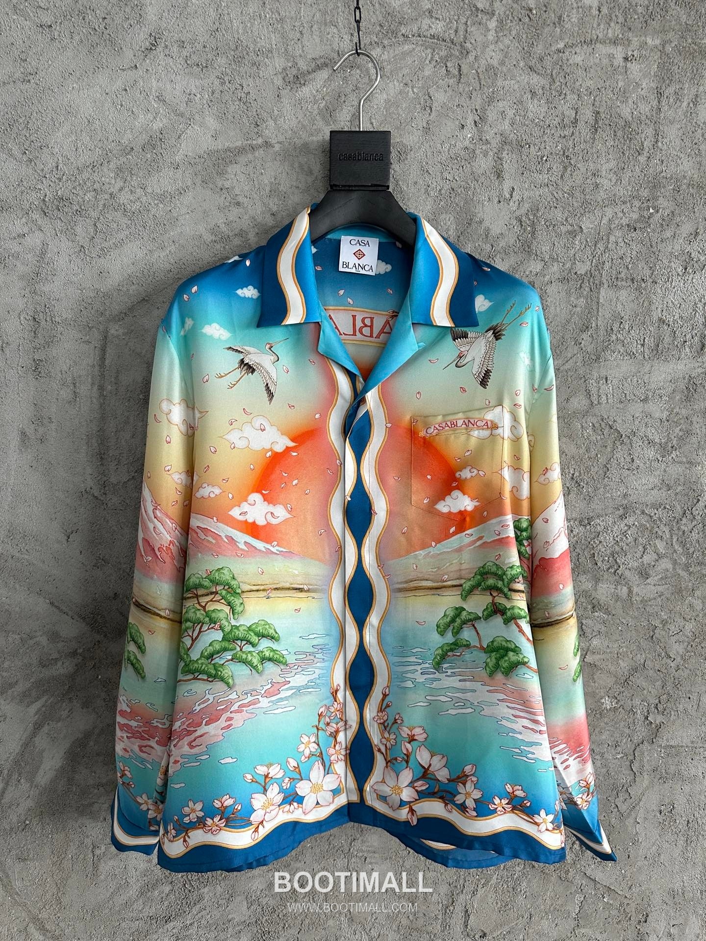 Casablanca Crane Silk Shirt Silk Blue 카사블랑카 학 프린트 실크 셔츠 실크 블루 1