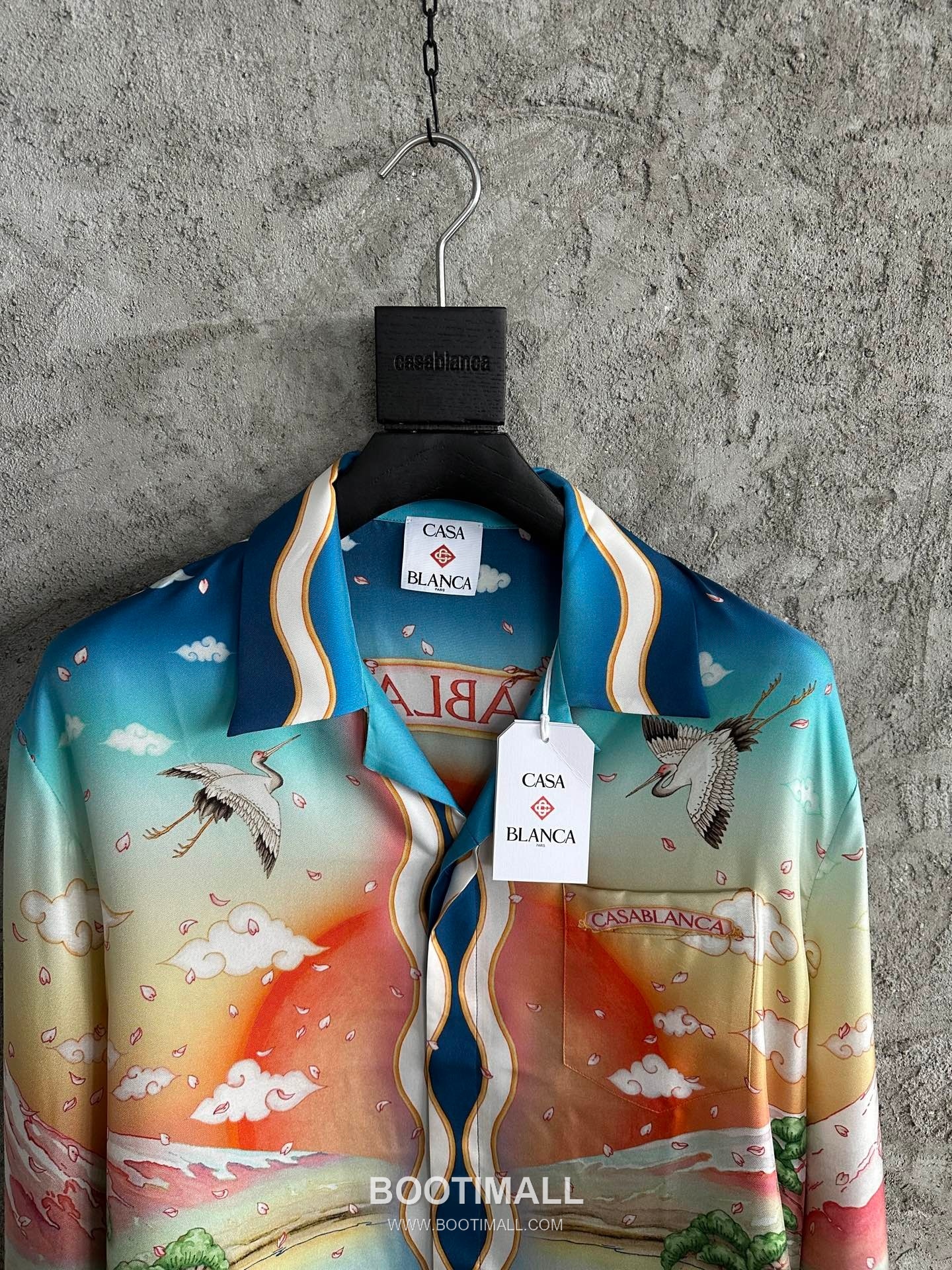 Casablanca Crane Silk Shirt Silk Blue 카사블랑카 학 프린트 실크 셔츠 실크 블루 3