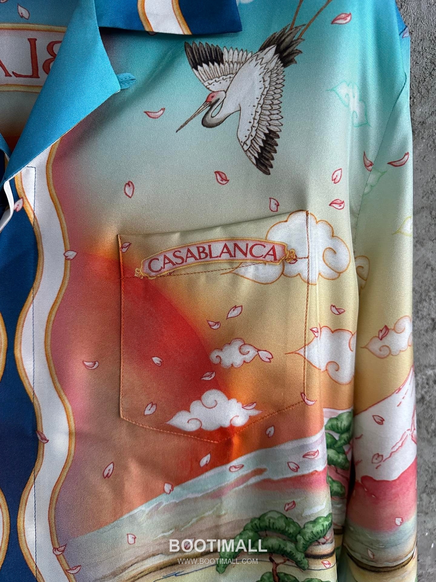 Casablanca Crane Silk Shirt Silk Blue 카사블랑카 학 프린트 실크 셔츠 실크 블루 5