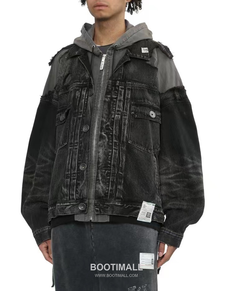 Maison Mihara Yasuhiro Layered Denim Jacket Cotton Black 메종 미하라 야스히로 레이어드 데님 자켓 코튼 블랙 1