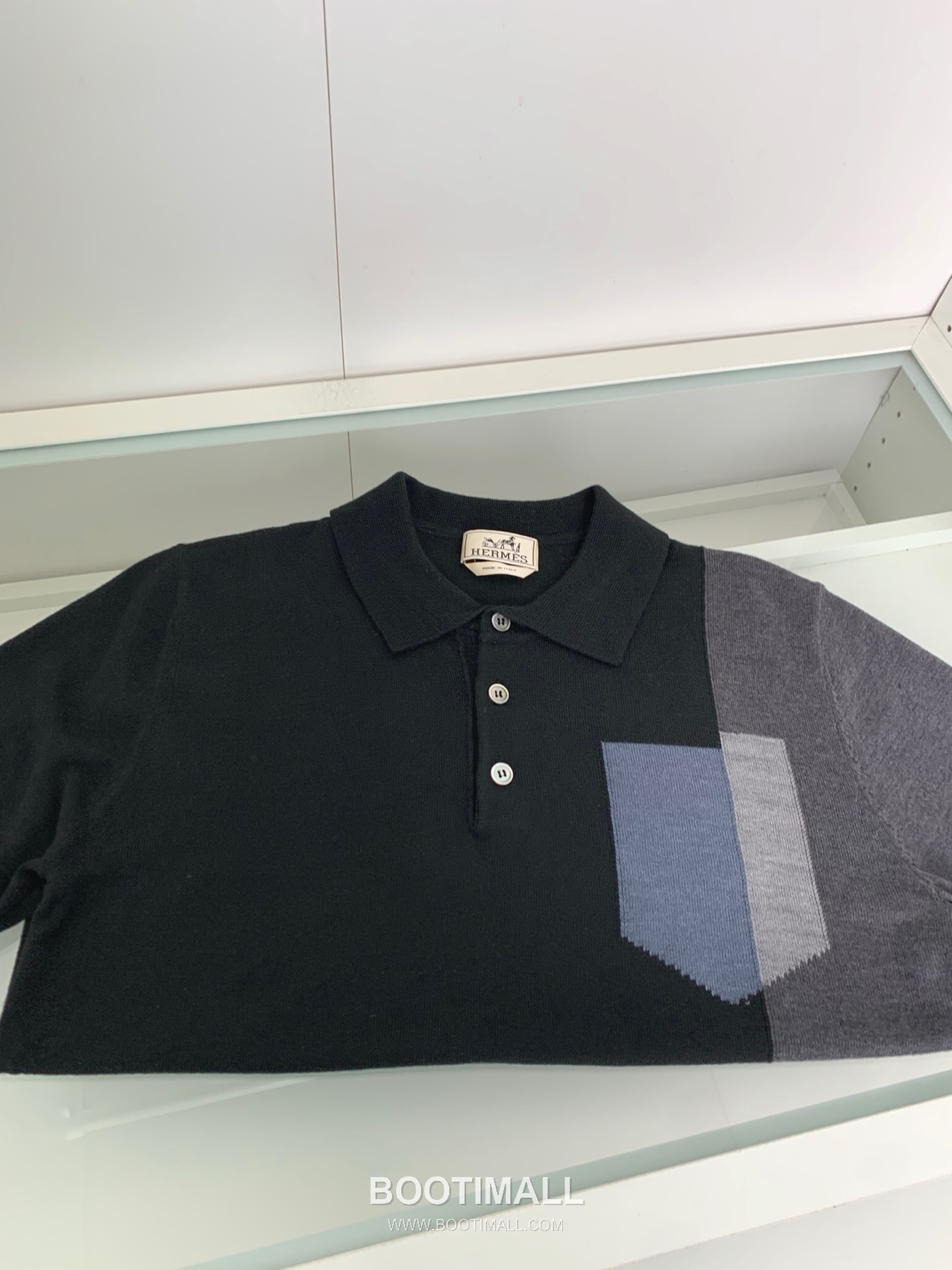 Hermes Colorblock Knit Polo Knitted Cotton Black 에르메스 컬러블록 니트 폴로 니트 코튼 블랙 9