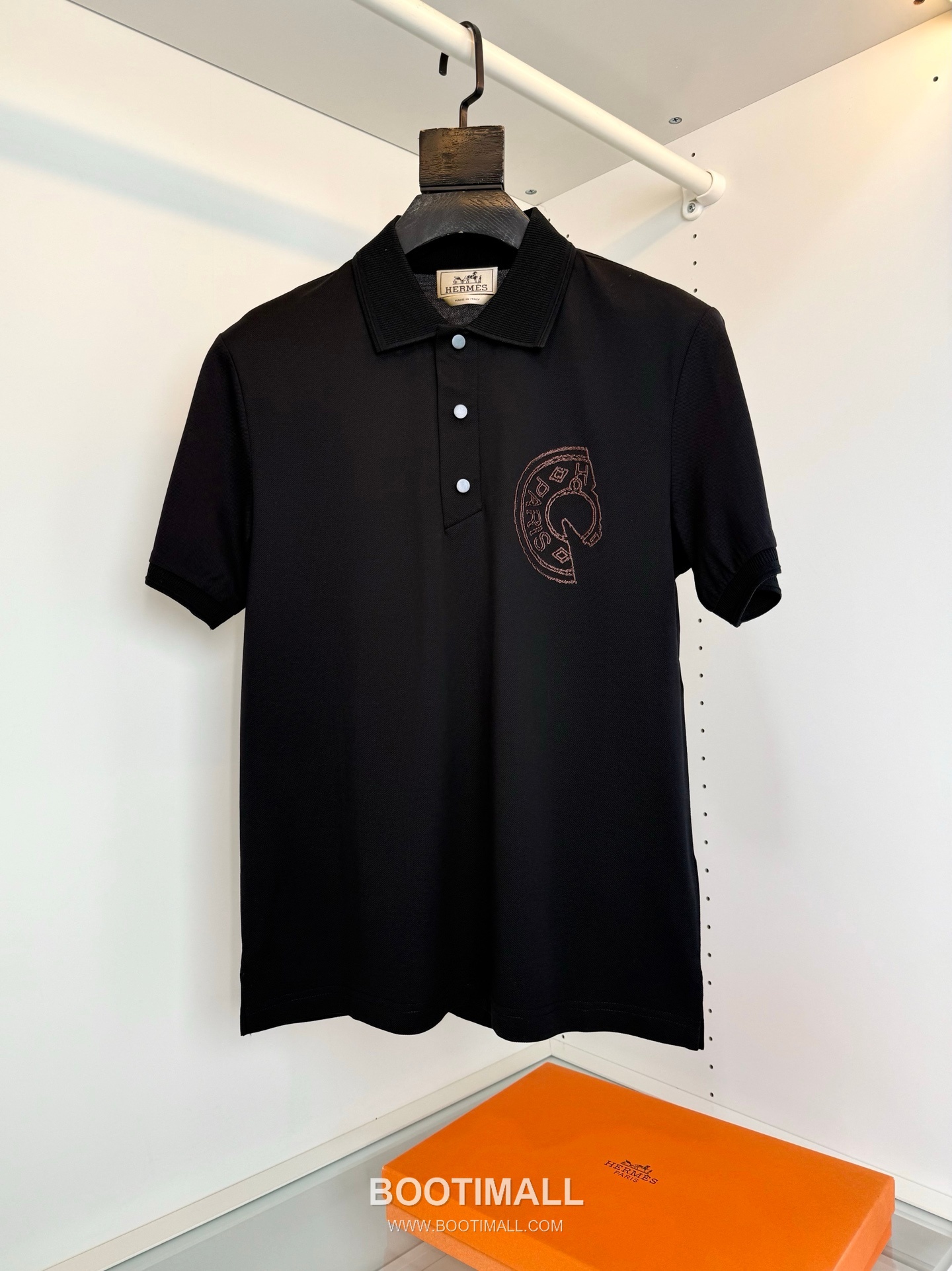 Hermes Saddle Stitch Polo Cotton Black Polo Shirt 에르메스 새들 스티치 폴로 코튼 블랙 폴로 셔츠 1