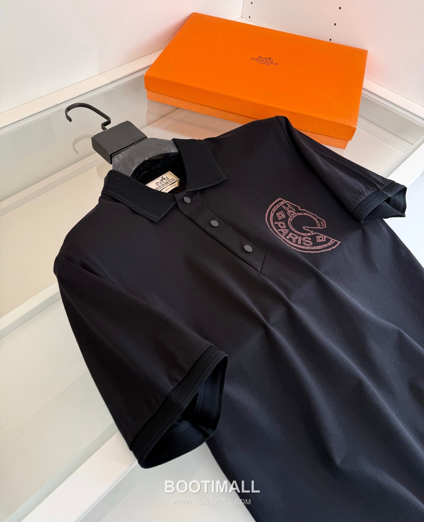 Hermes Saddle Stitch Polo Cotton Black Polo Shirt 에르메스 새들 스티치 폴로 코튼 블랙 폴로 셔츠 3