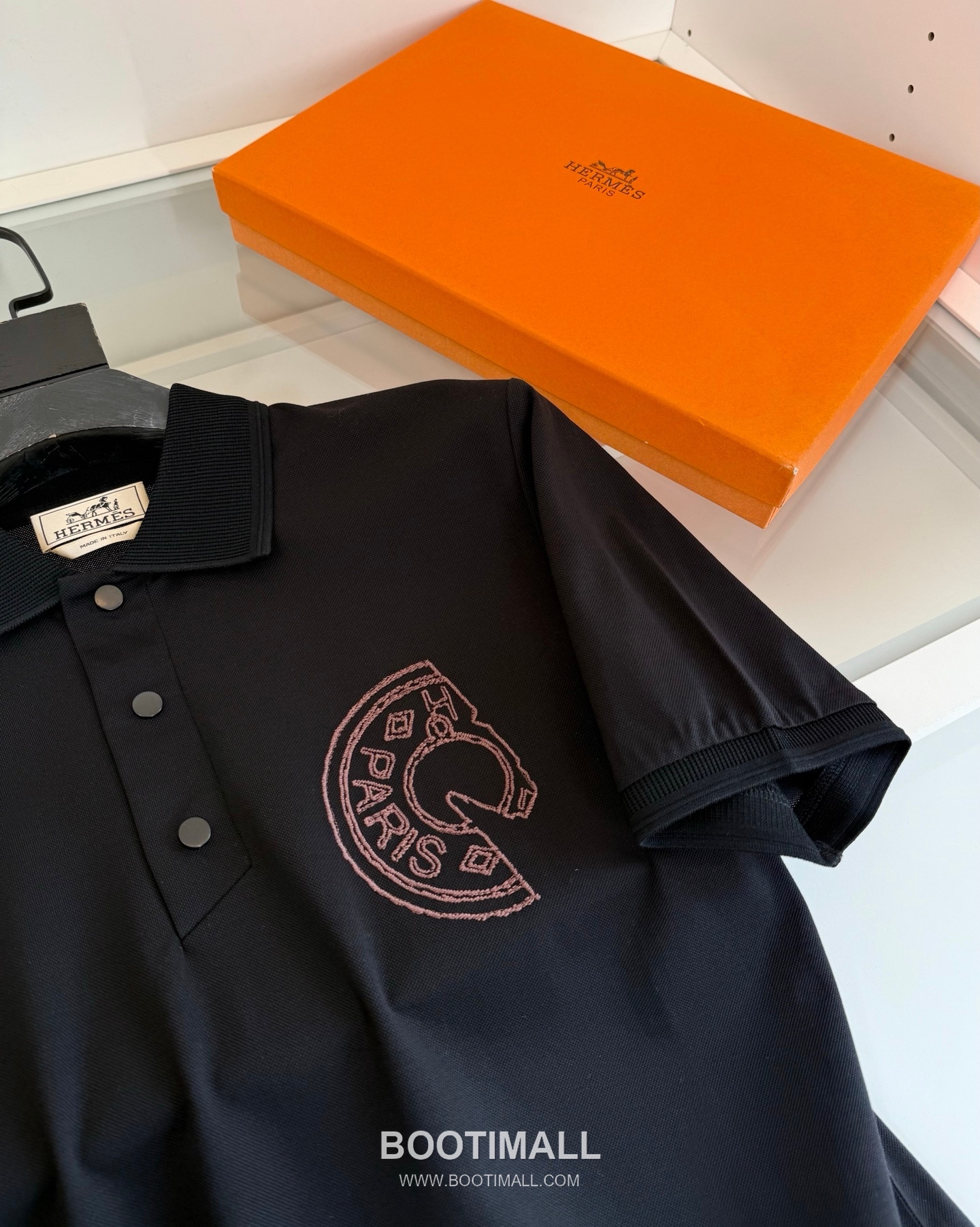 Hermes Saddle Stitch Polo Cotton Black Polo Shirt 에르메스 새들 스티치 폴로 코튼 블랙 폴로 셔츠 5