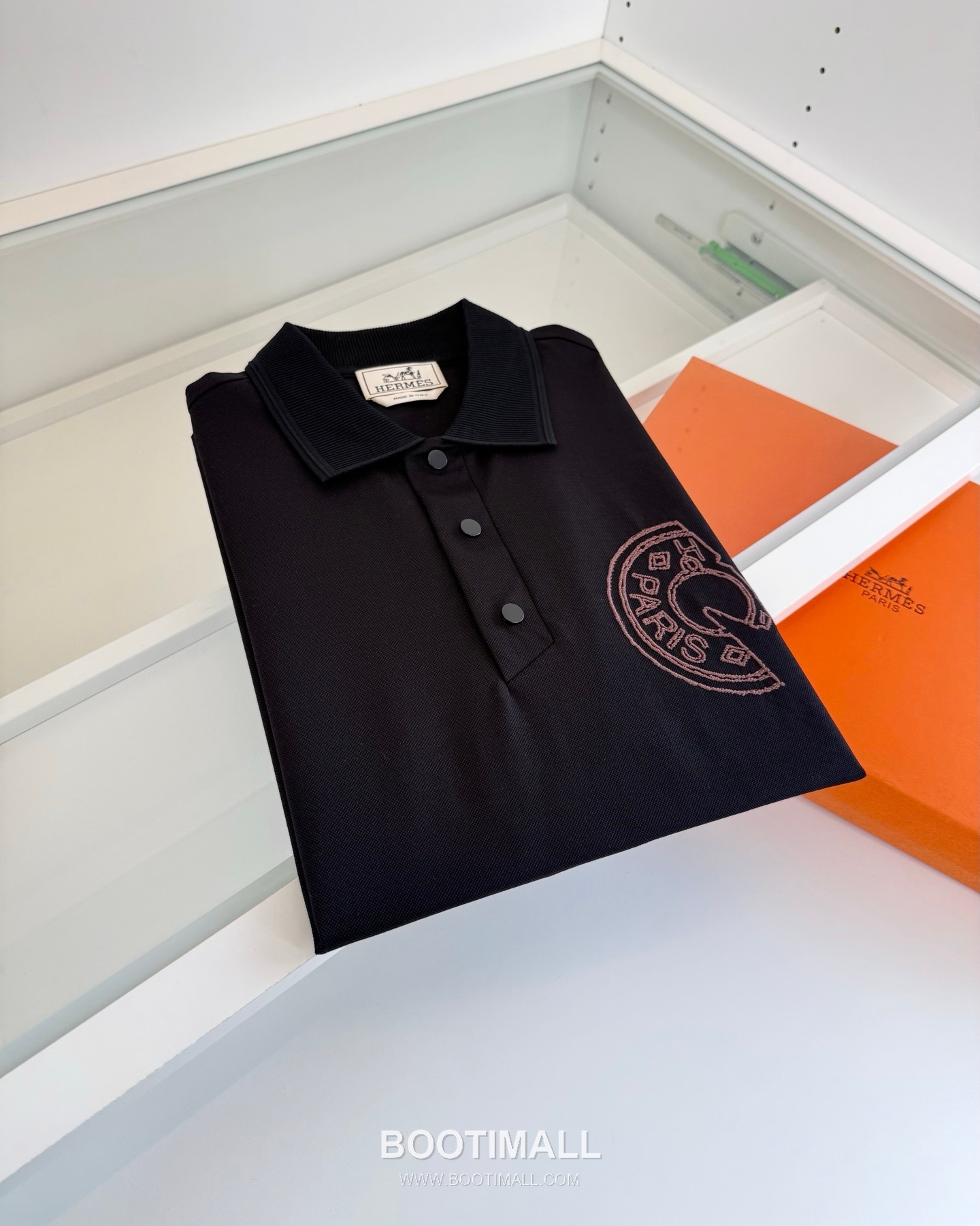 Hermes Saddle Stitch Polo Cotton Black Polo Shirt 에르메스 새들 스티치 폴로 코튼 블랙 폴로 셔츠 9