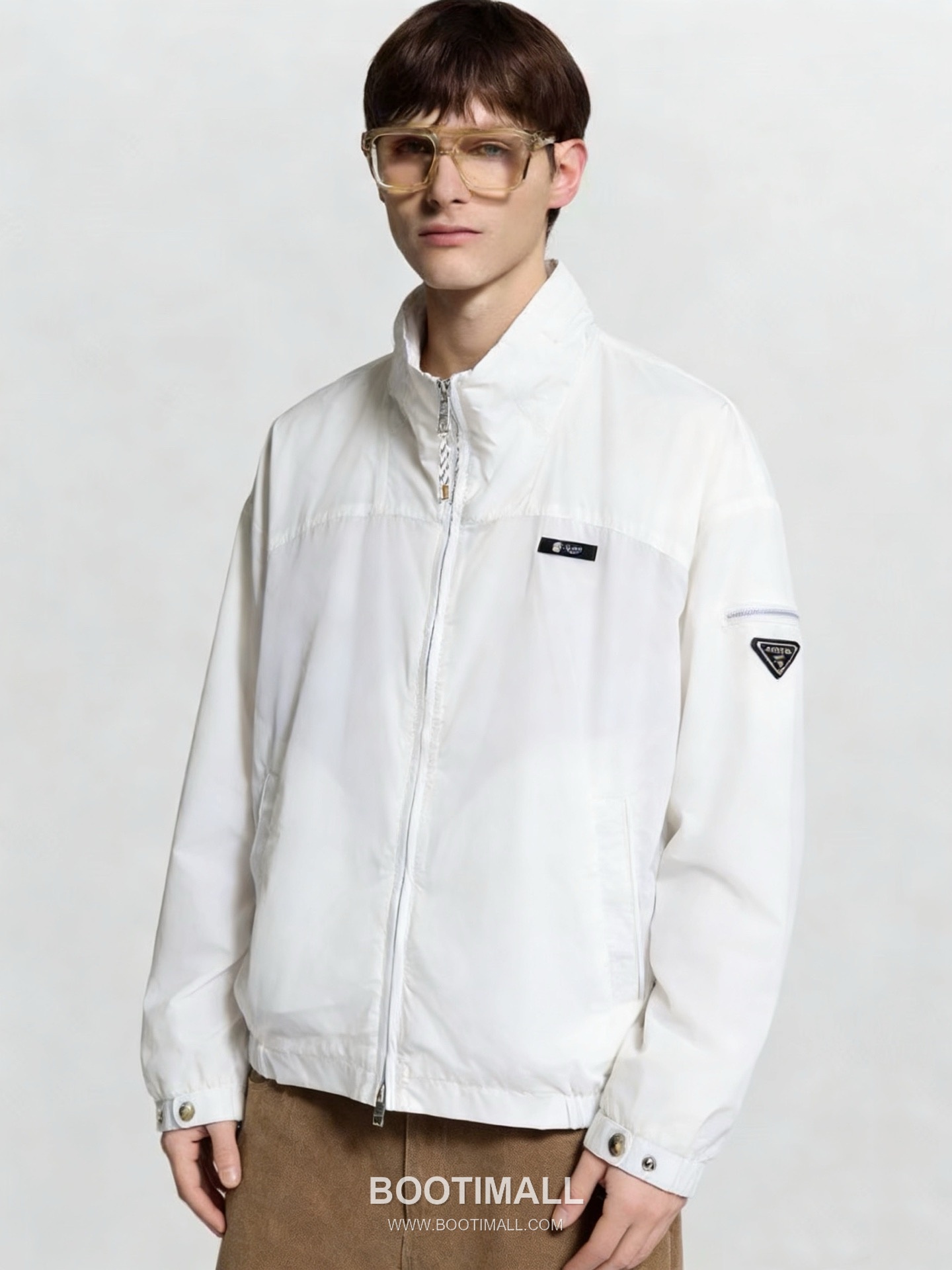 Prada Stand Collar Jacket Fiber Fabric Black 프라다 스탠드 칼라 자켓 섬유 소재 블랙 1