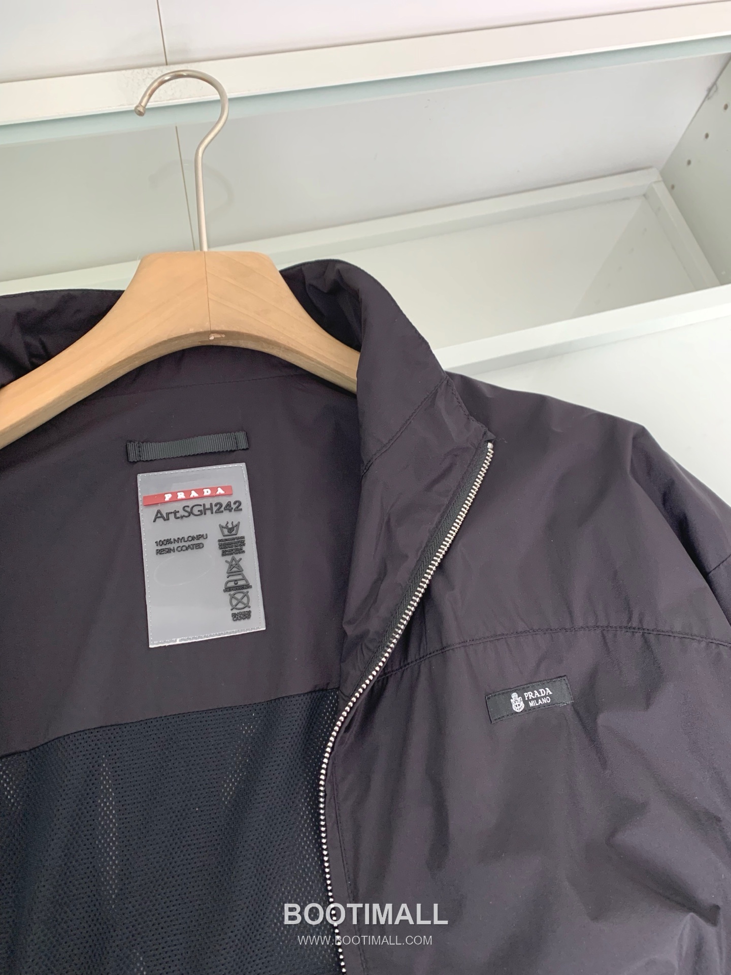 Prada Stand Collar Jacket Fiber Fabric Black 프라다 스탠드 칼라 자켓 섬유 소재 블랙 6