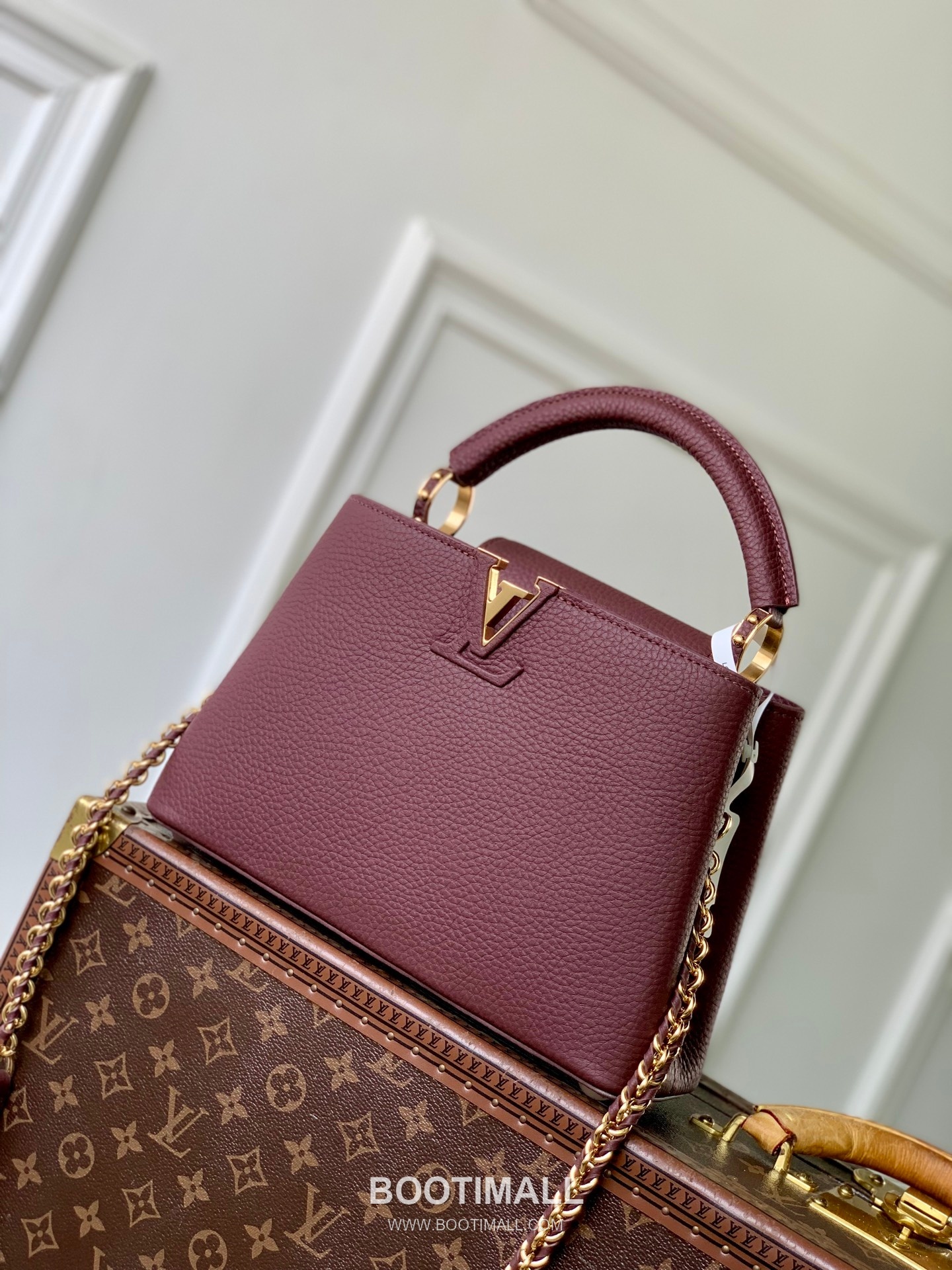 Louis Vuitton Capucines Mini Bag Taurillon Leather Burgundy Top Handle Bag 루이비통 카푸신 미니 백 타우리옹 가죽 버건디 탑핸들백 1