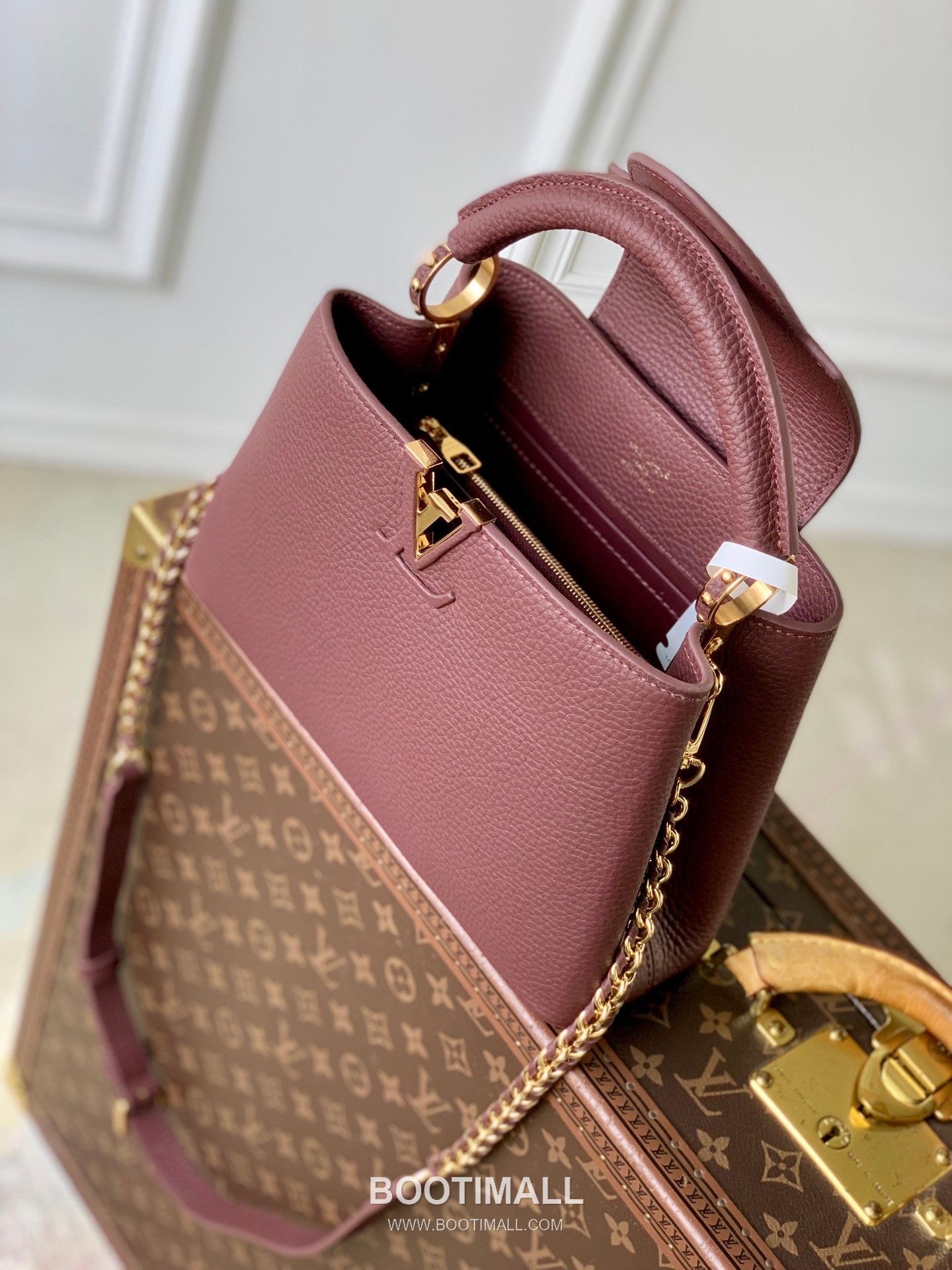 Louis Vuitton Capucines Mini Bag Taurillon Leather Burgundy Top Handle Bag 루이비통 카푸신 미니 백 타우리옹 가죽 버건디 탑핸들백 9