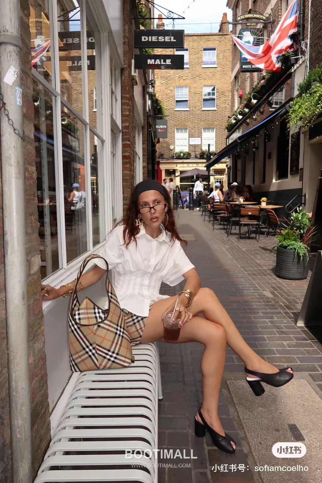 Burberry Diagonal Check Hobo Tote Diagonal Check Fabric Hobo Tote Bag 버버리 대각 체크 호보 토트 대각 체크 패브릭 호보 토트백 46.5cm 9