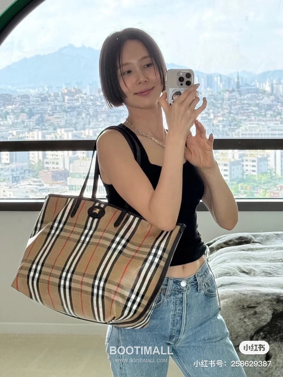 Burberry Vintage Check Canvas Hobo Vintage Check Canvas Brown Shoulder Bag 버버리 빈티지 체크 캔버스 호보 빈티지 체크 캔버스 브라운 숄더백 26cm 2