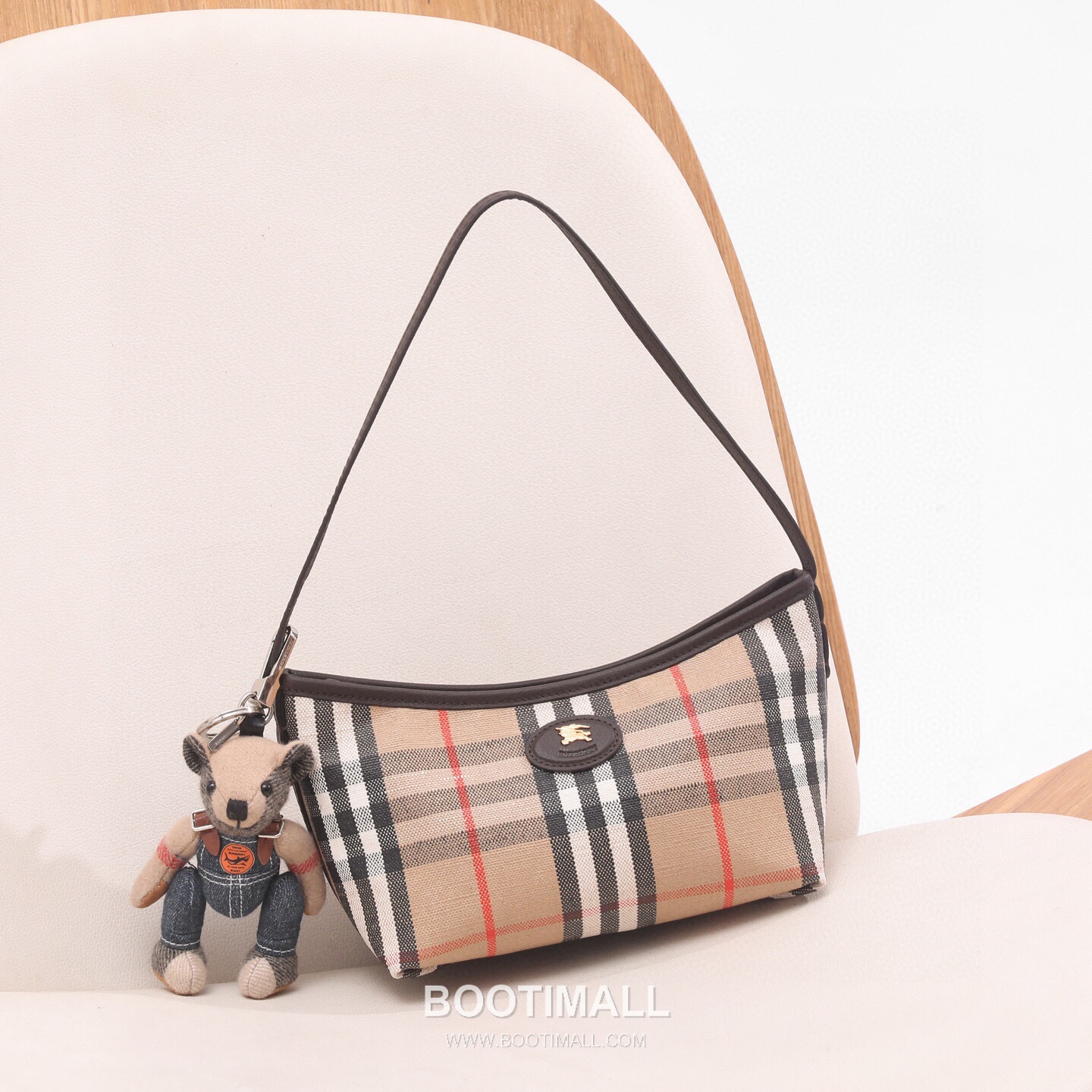 Burberry Vintage Check Canvas Hobo Vintage Check Canvas Brown Shoulder Bag 버버리 빈티지 체크 캔버스 호보 빈티지 체크 캔버스 브라운 숄더백 26cm 11