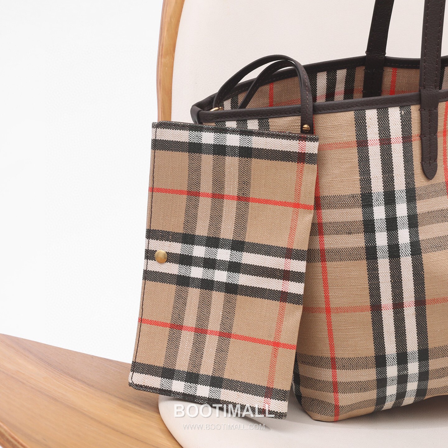 Burberry Highlands Large Tote Check Canvas Sand Tote Bag 버버리 하이랜즈 라지 토트 체크 211160 캔버스 샌드 토트백 38cm 7