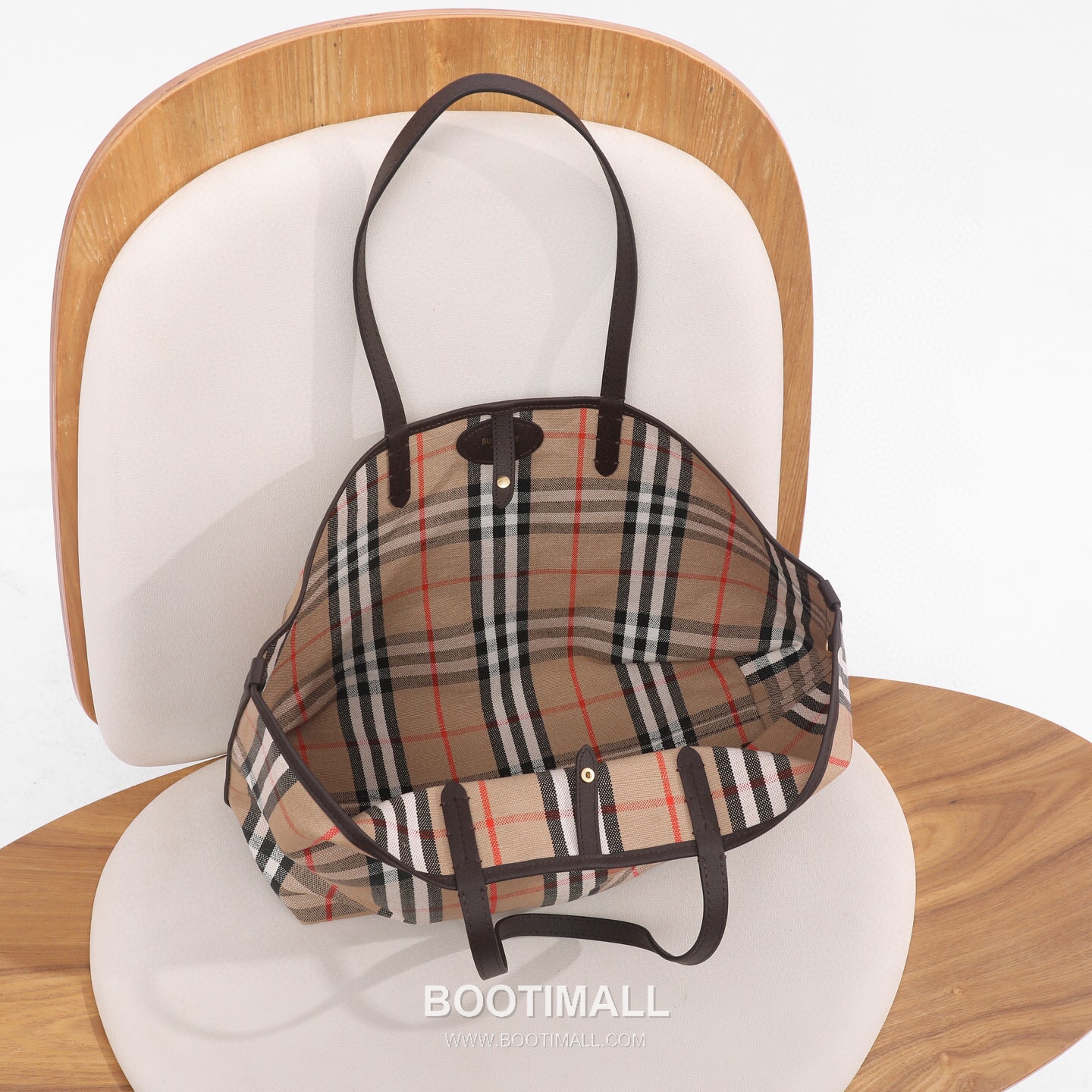 Burberry Highlands Large Tote Check Canvas Sand Tote Bag 버버리 하이랜즈 라지 토트 체크 211160 캔버스 샌드 토트백 38cm 8