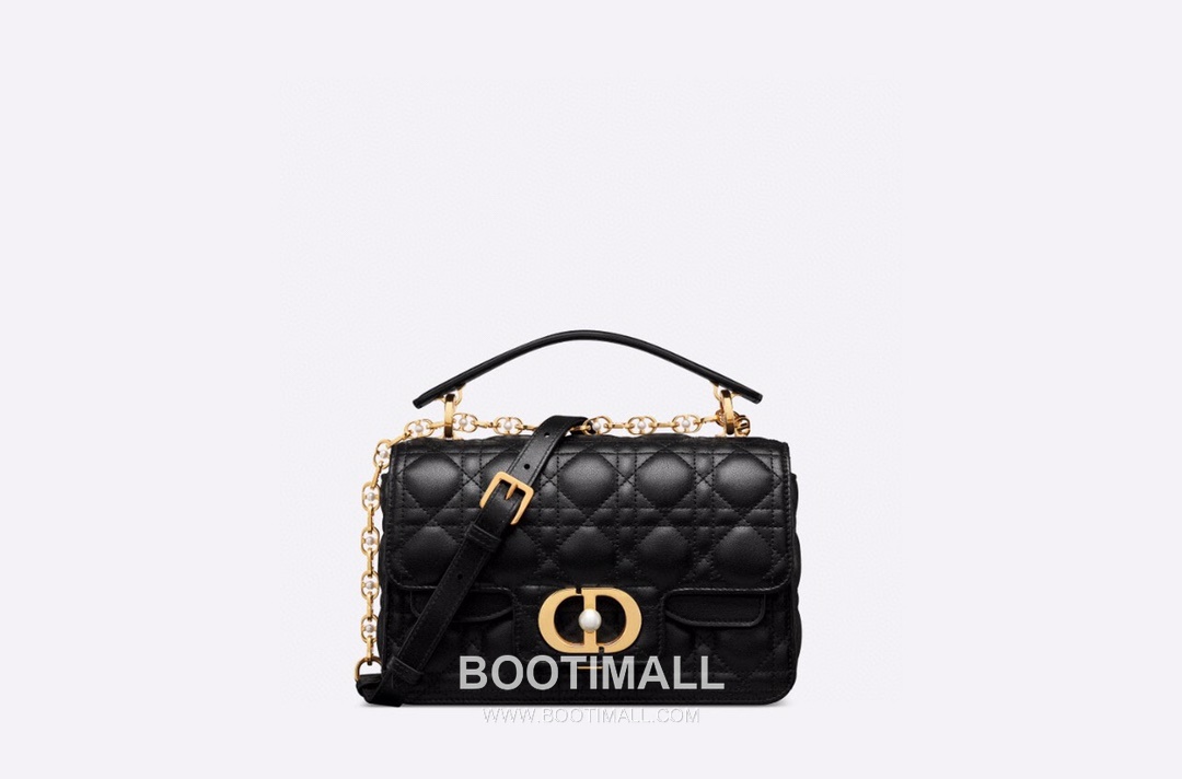 Dior Jolie Cannage Pearl Calfskin Leather Black Card Holder 디올 졸리 까나쥬 펄 카프스킨 레더 블랙 카드홀더 22cm 1