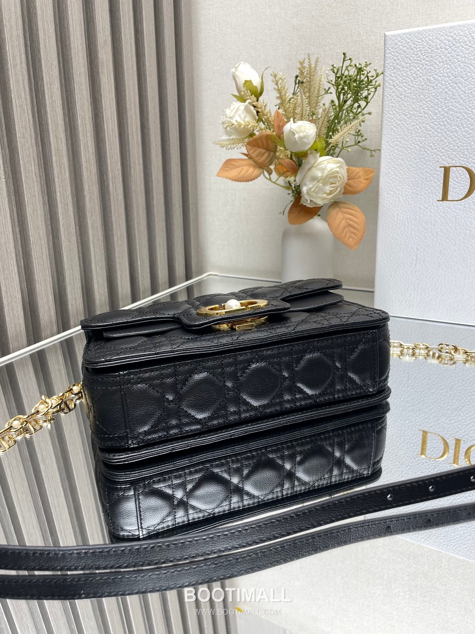 Dior Jolie Cannage Pearl Calfskin Leather Black Card Holder 디올 졸리 까나쥬 펄 카프스킨 레더 블랙 카드홀더 22cm 9