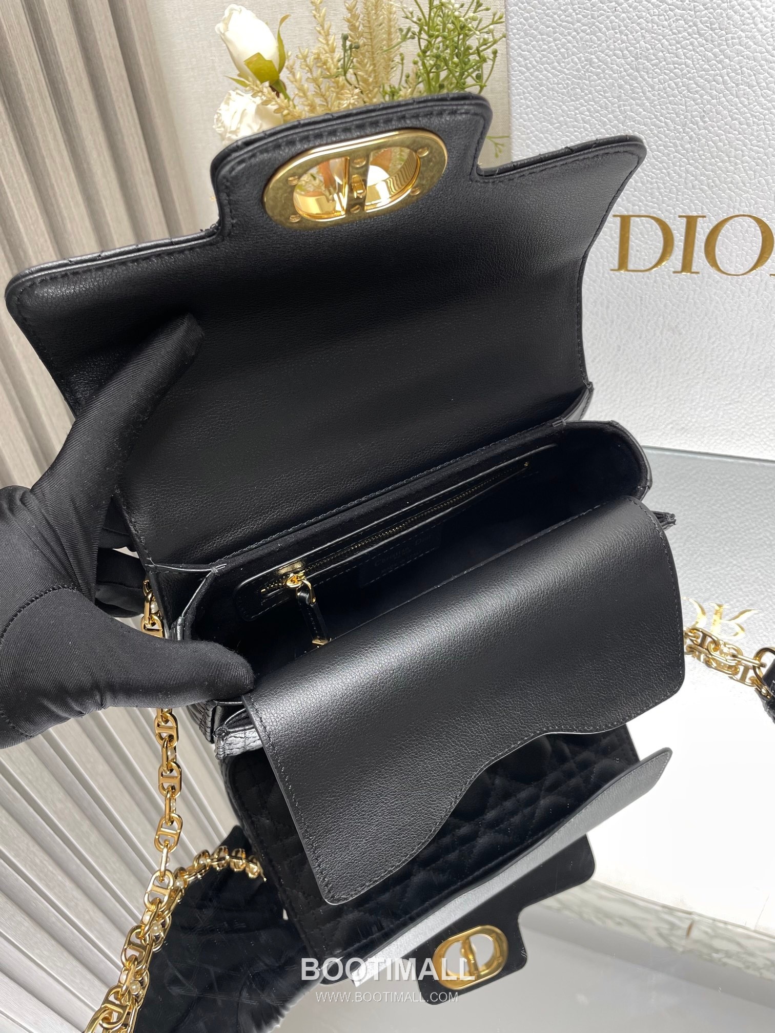 Dior Jolie Cannage Pearl Calfskin Leather Black Card Holder 디올 졸리 까나쥬 펄 카프스킨 레더 블랙 카드홀더 22cm 14