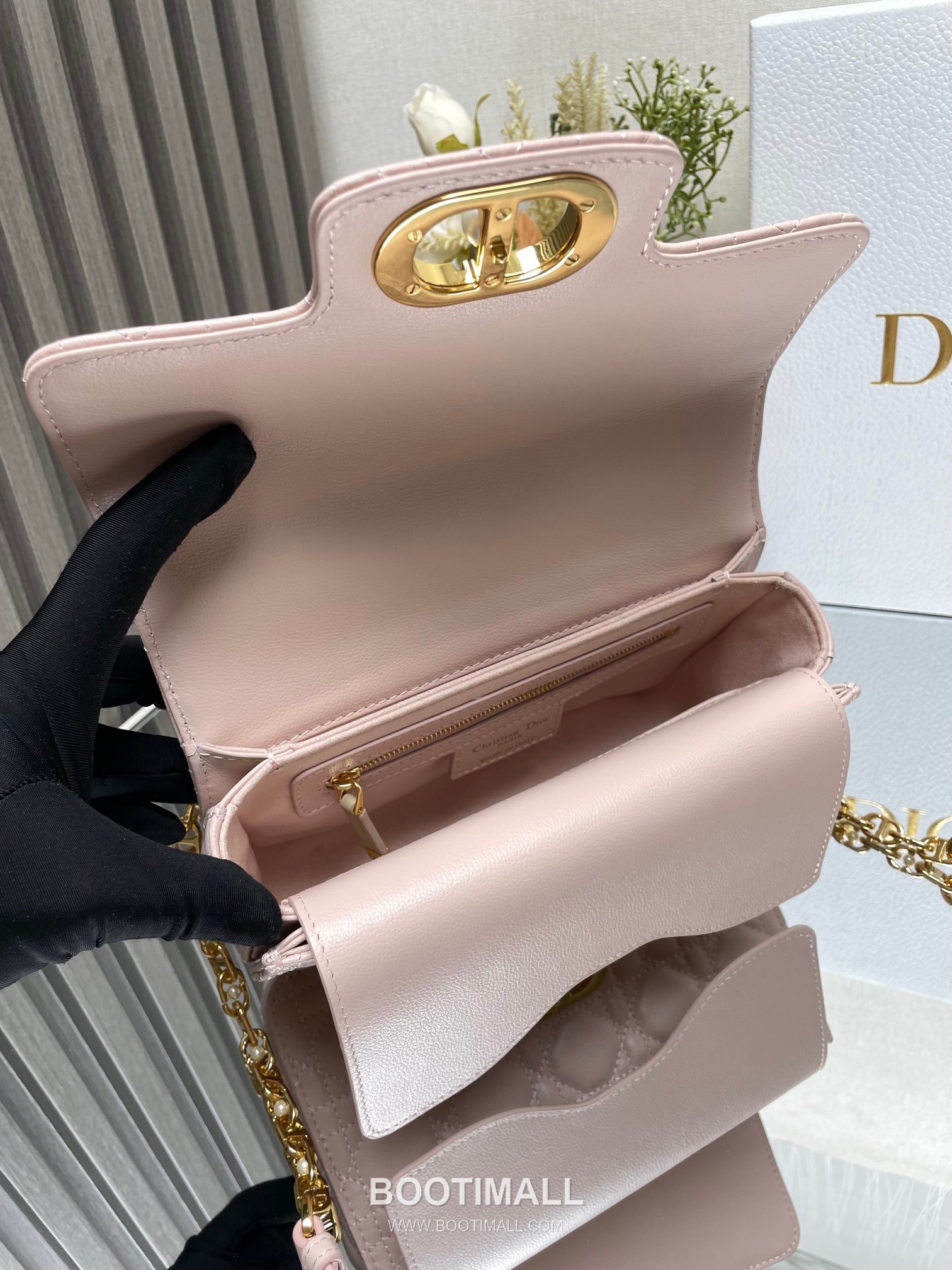 Dior Jolie Cannage Pearl Calfskin Leather Black Card Holder 디올 졸리 까나쥬 펄 카프스킨 레더 블랙 카드홀더 22cm 9