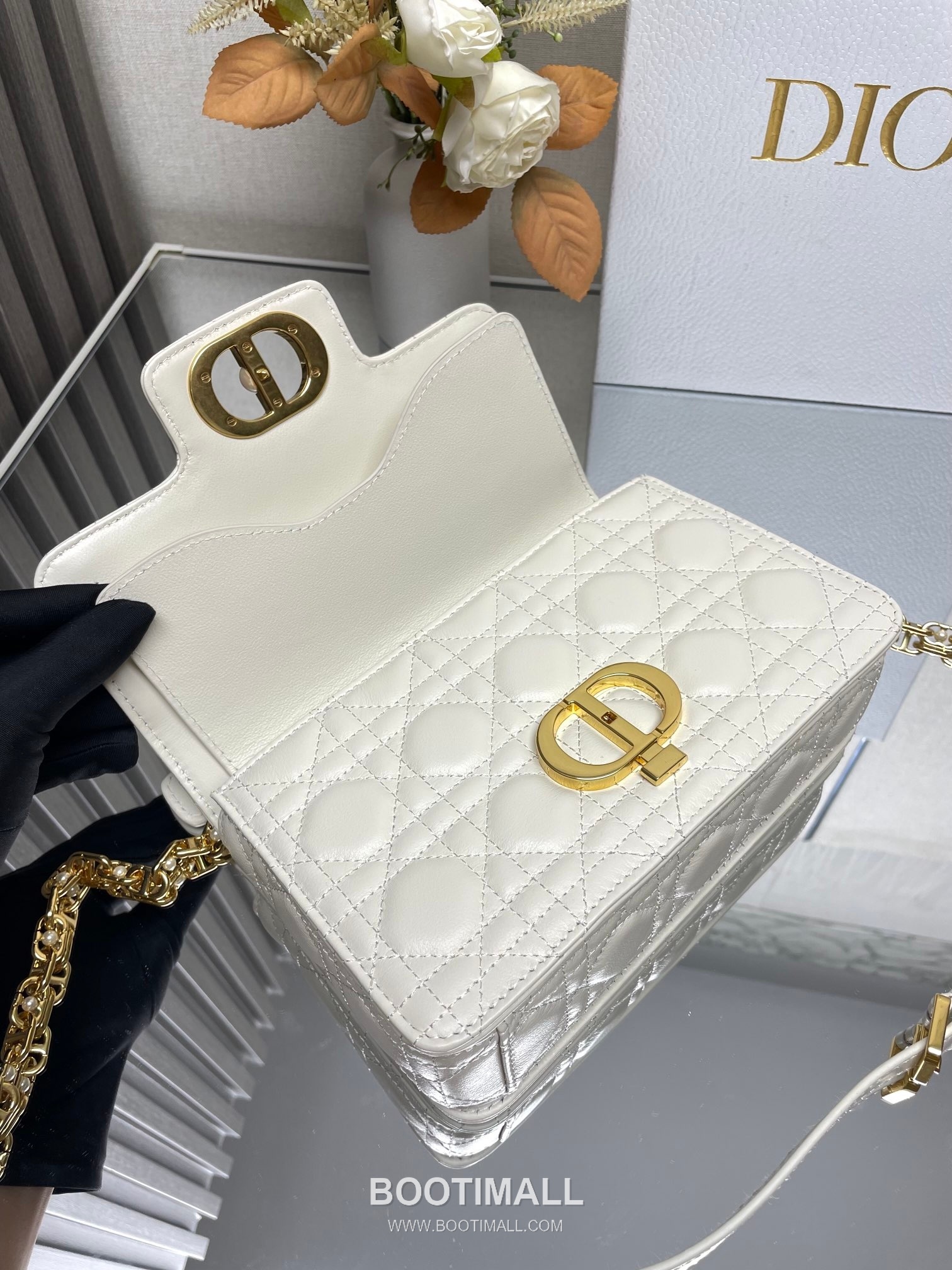 Dior Jolie Cannage Pearl Calfskin Leather Black Card Holder 디올 졸리 까나쥬 펄 카프스킨 레더 블랙 카드홀더 22cm 7