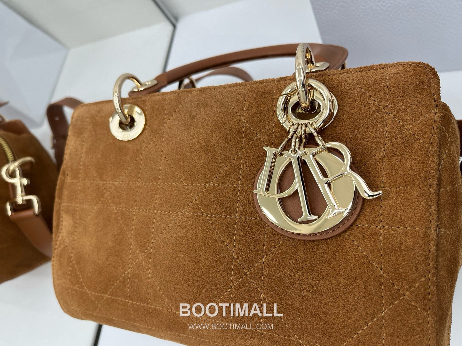 Dior Lady Small Leather Suede Brown Top Handle Bag 디올 레이디 스몰 가죽 스웨이드 브라운 토트백 25cm 3