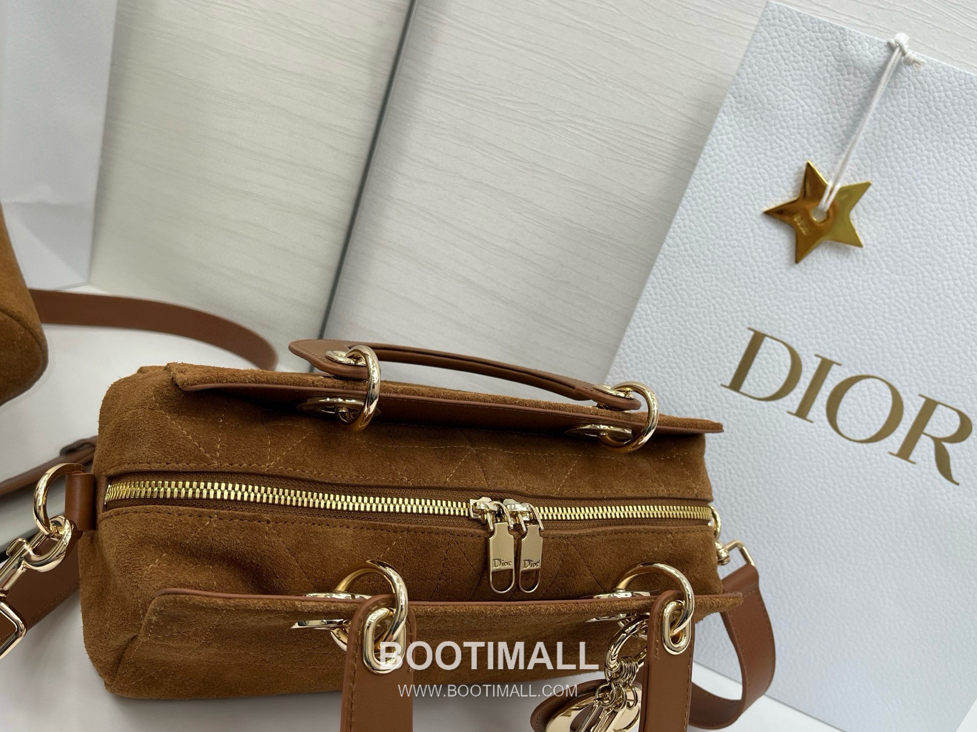 Dior Lady Small Leather Suede Brown Top Handle Bag 디올 레이디 스몰 가죽 스웨이드 브라운 토트백 25cm 5