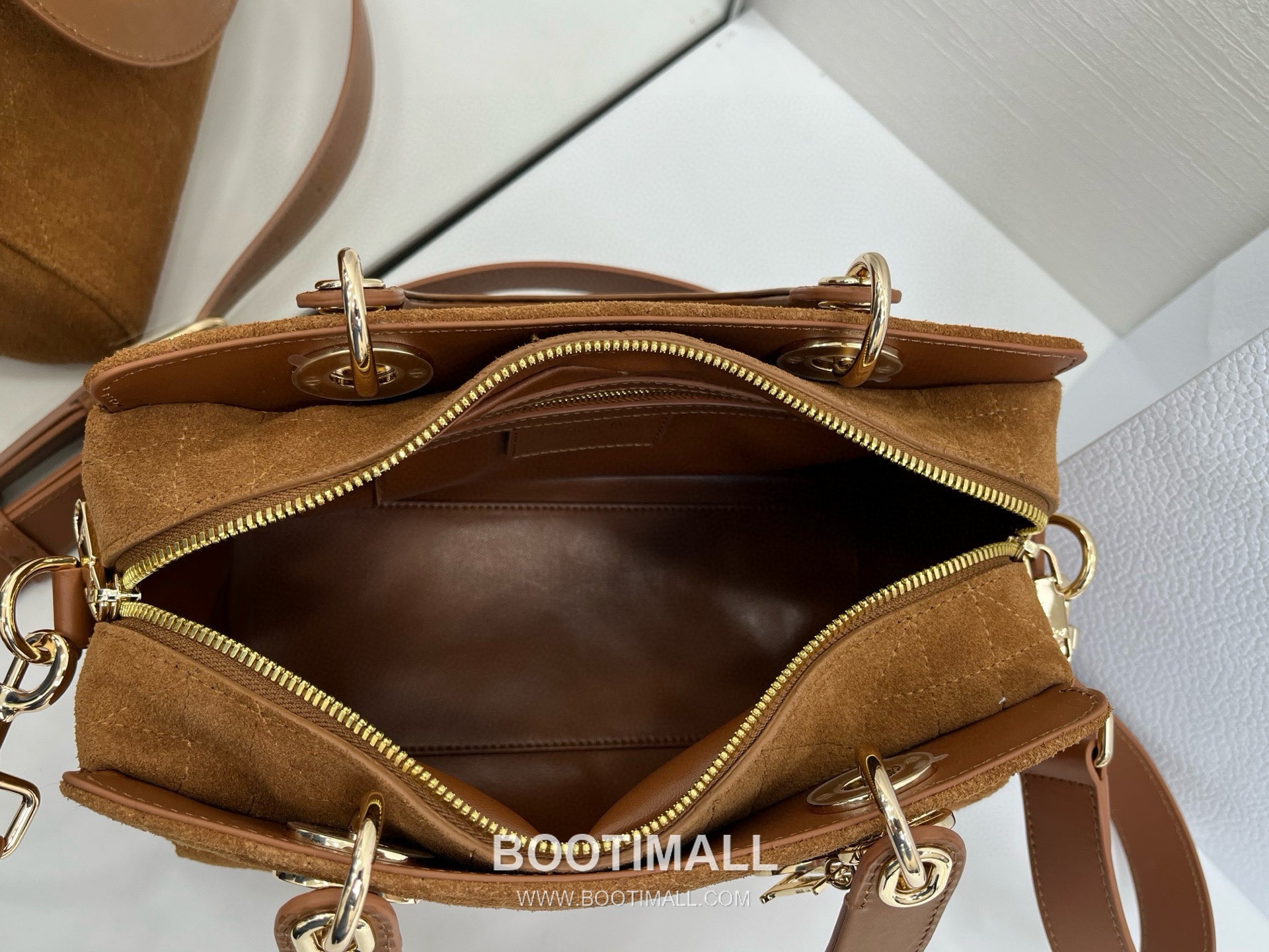 Dior Lady Small Leather Suede Brown Top Handle Bag 디올 레이디 스몰 가죽 스웨이드 브라운 토트백 25cm 6
