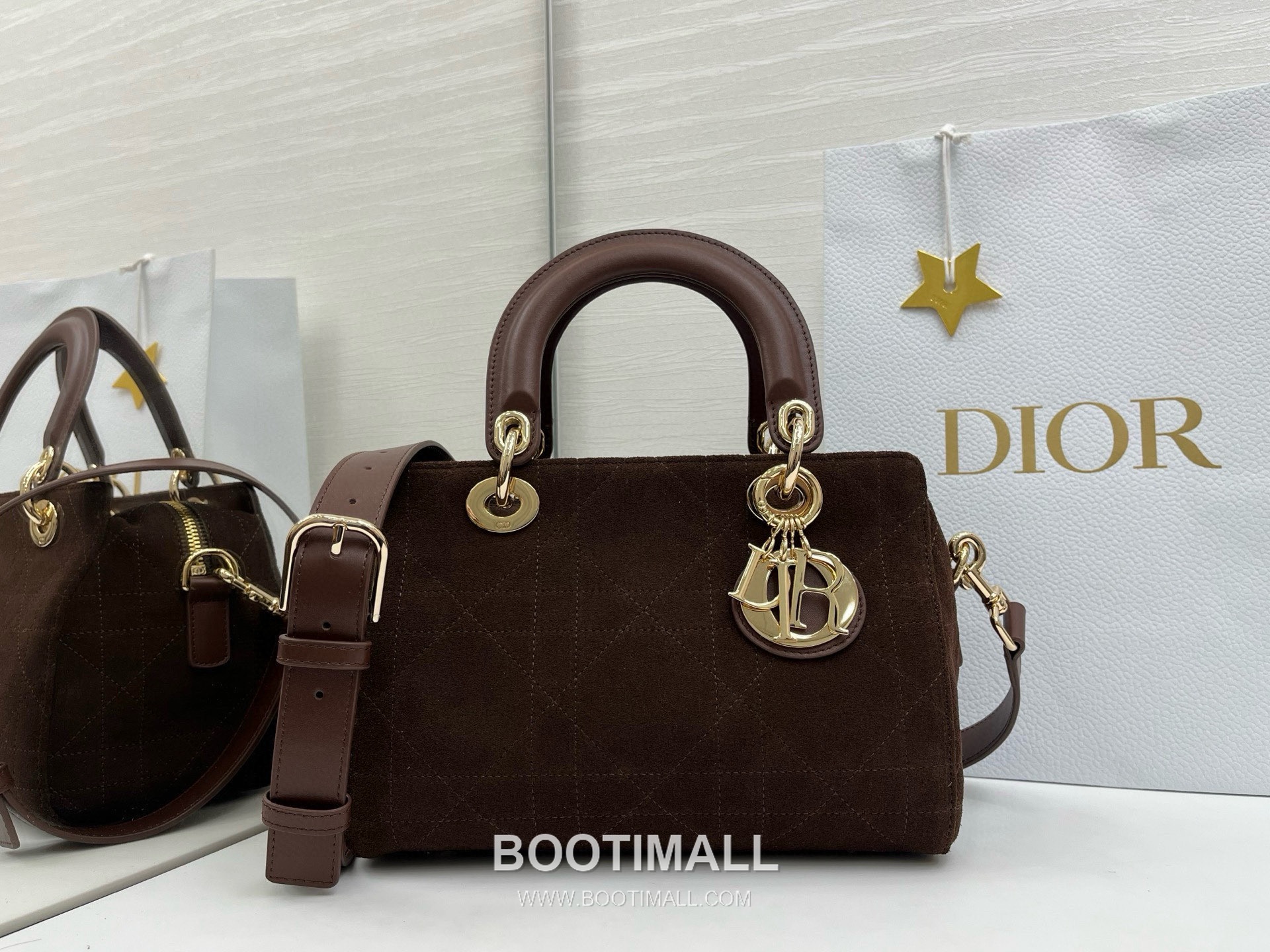 Dior Lady Small Leather Suede Brown Top Handle Bag 디올 레이디 스몰 가죽 스웨이드 브라운 토트백 25cm 1