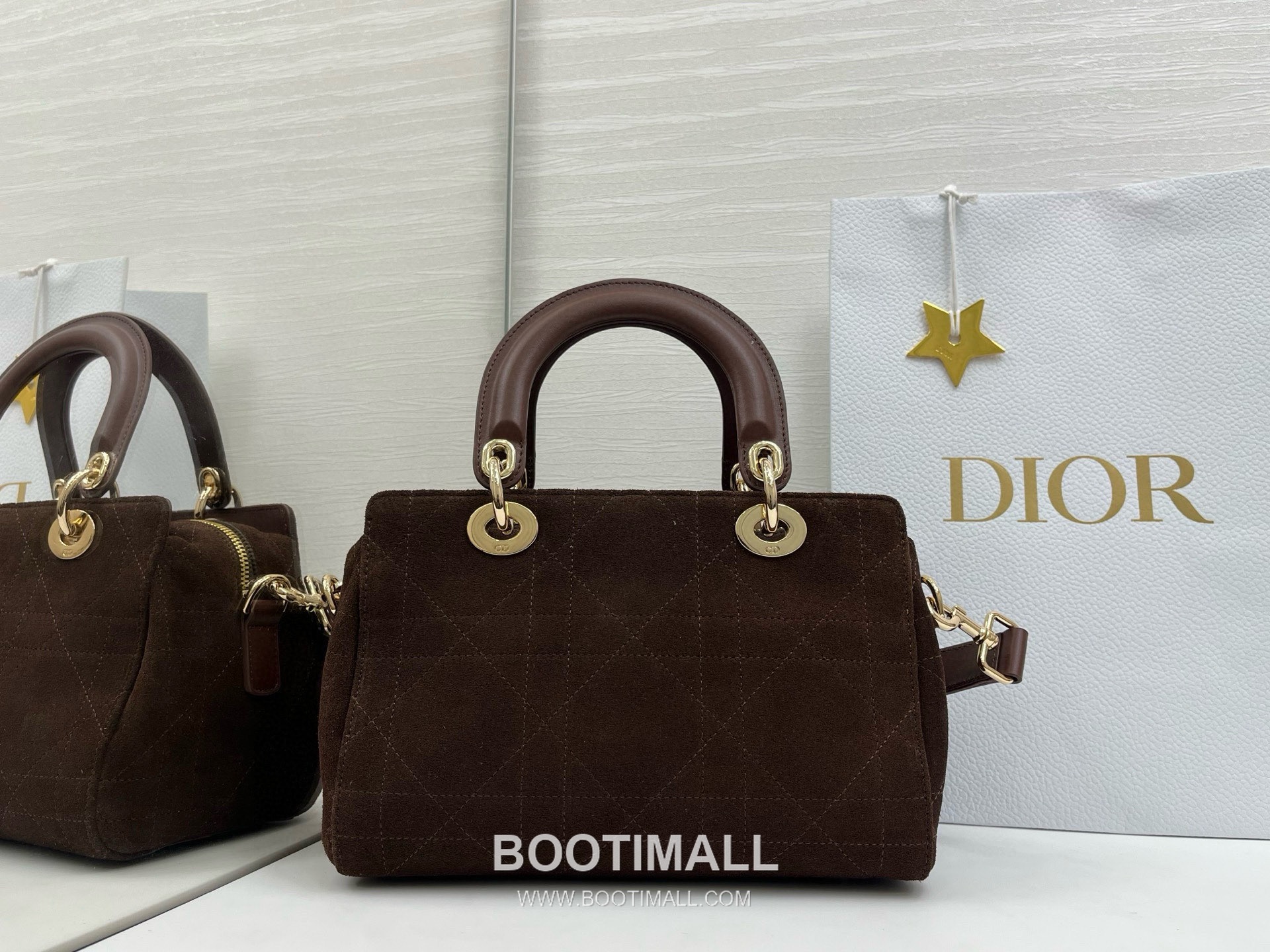 Dior Lady Small Leather Suede Brown Top Handle Bag 디올 레이디 스몰 가죽 스웨이드 브라운 토트백 25cm 3