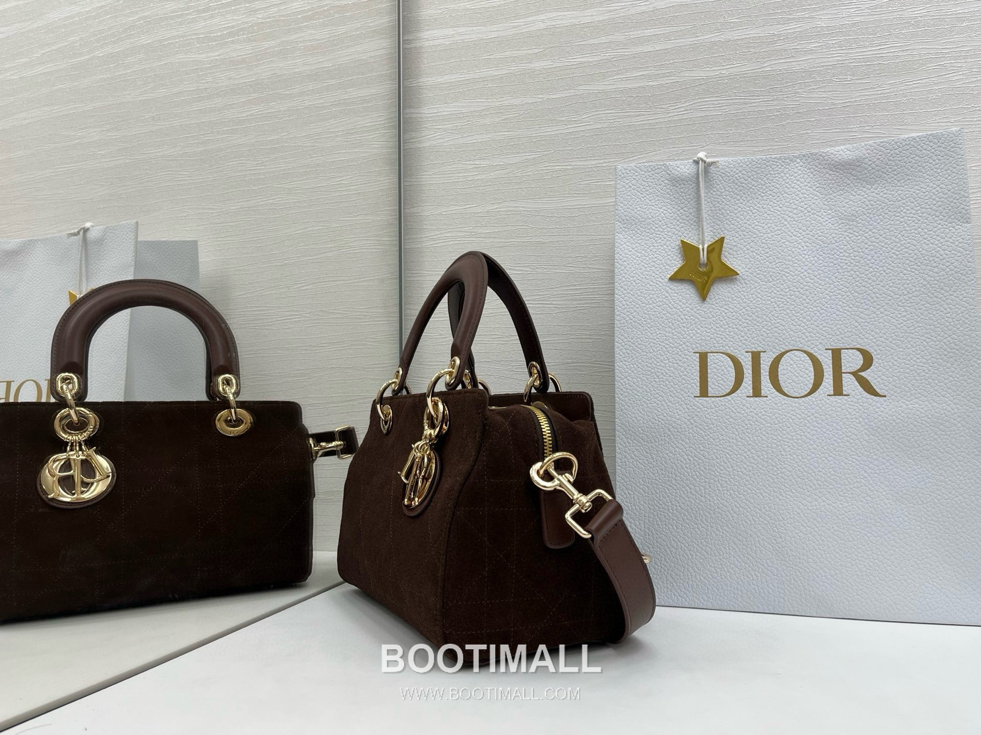Dior Lady Small Leather Suede Brown Top Handle Bag 디올 레이디 스몰 가죽 스웨이드 브라운 토트백 25cm 4