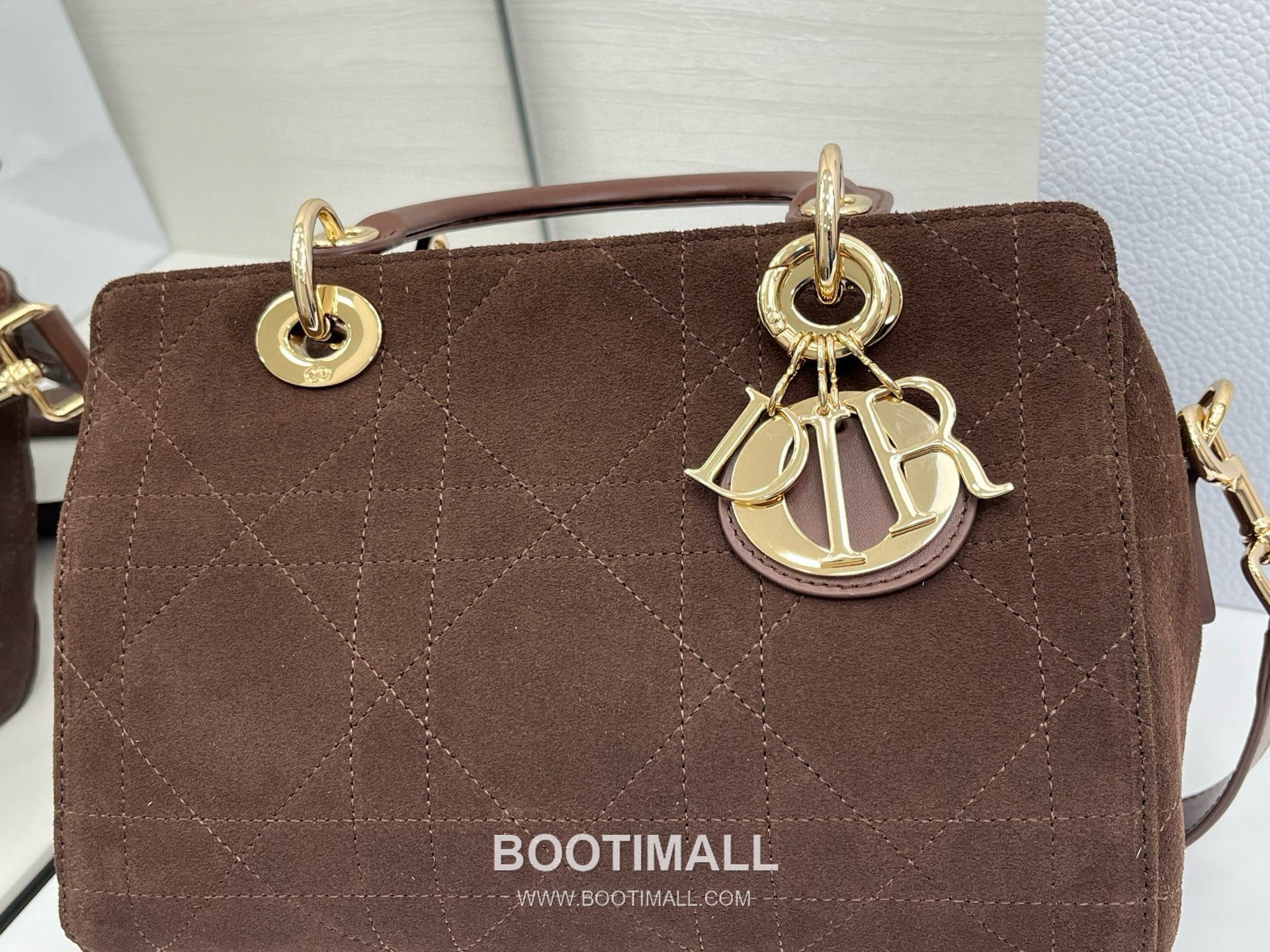 Dior Lady Small Leather Suede Brown Top Handle Bag 디올 레이디 스몰 가죽 스웨이드 브라운 토트백 25cm 5