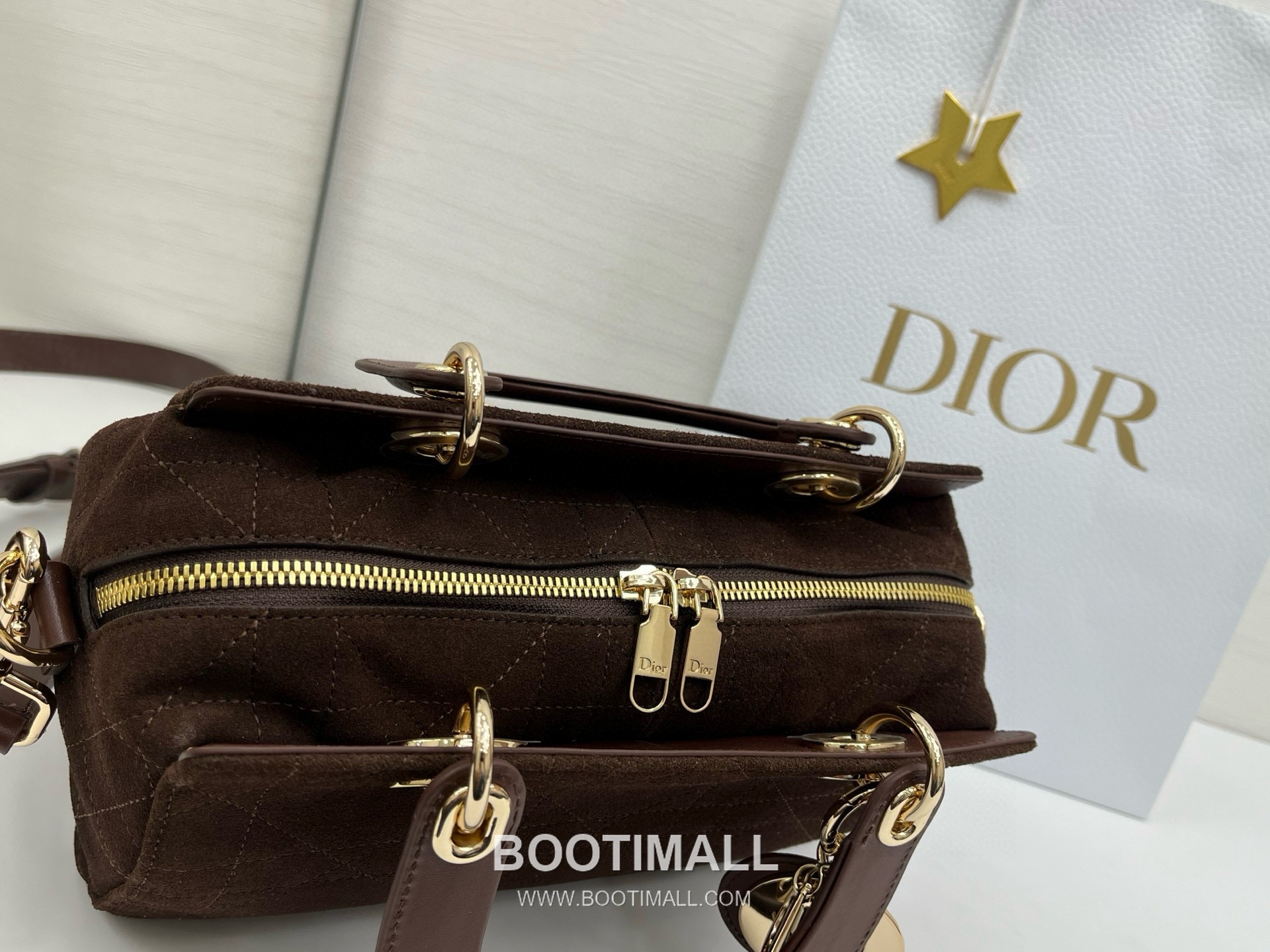 Dior Lady Small Leather Suede Brown Top Handle Bag 디올 레이디 스몰 가죽 스웨이드 브라운 토트백 25cm 7