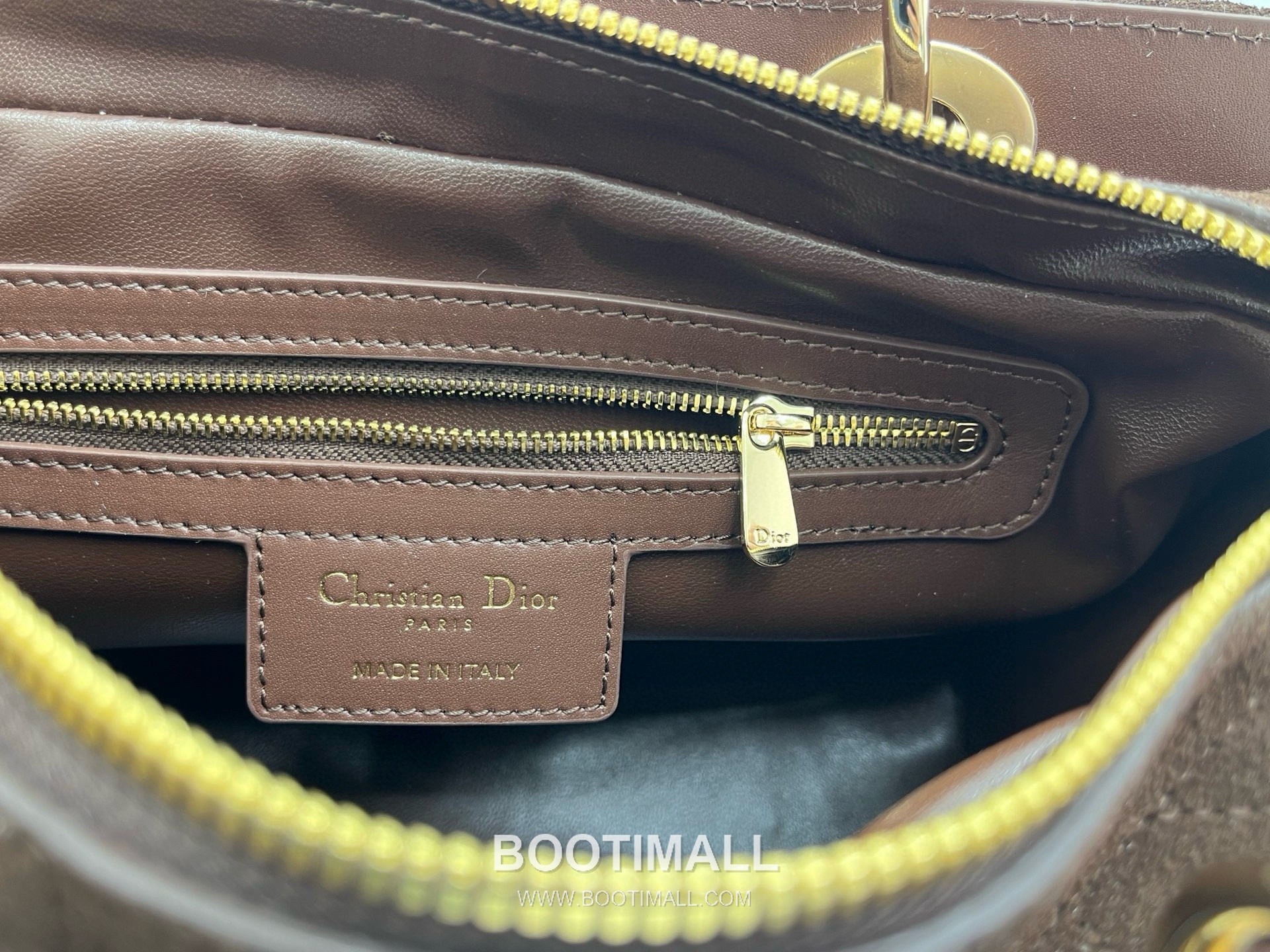 Dior Lady Small Leather Suede Brown Top Handle Bag 디올 레이디 스몰 가죽 스웨이드 브라운 토트백 25cm 9