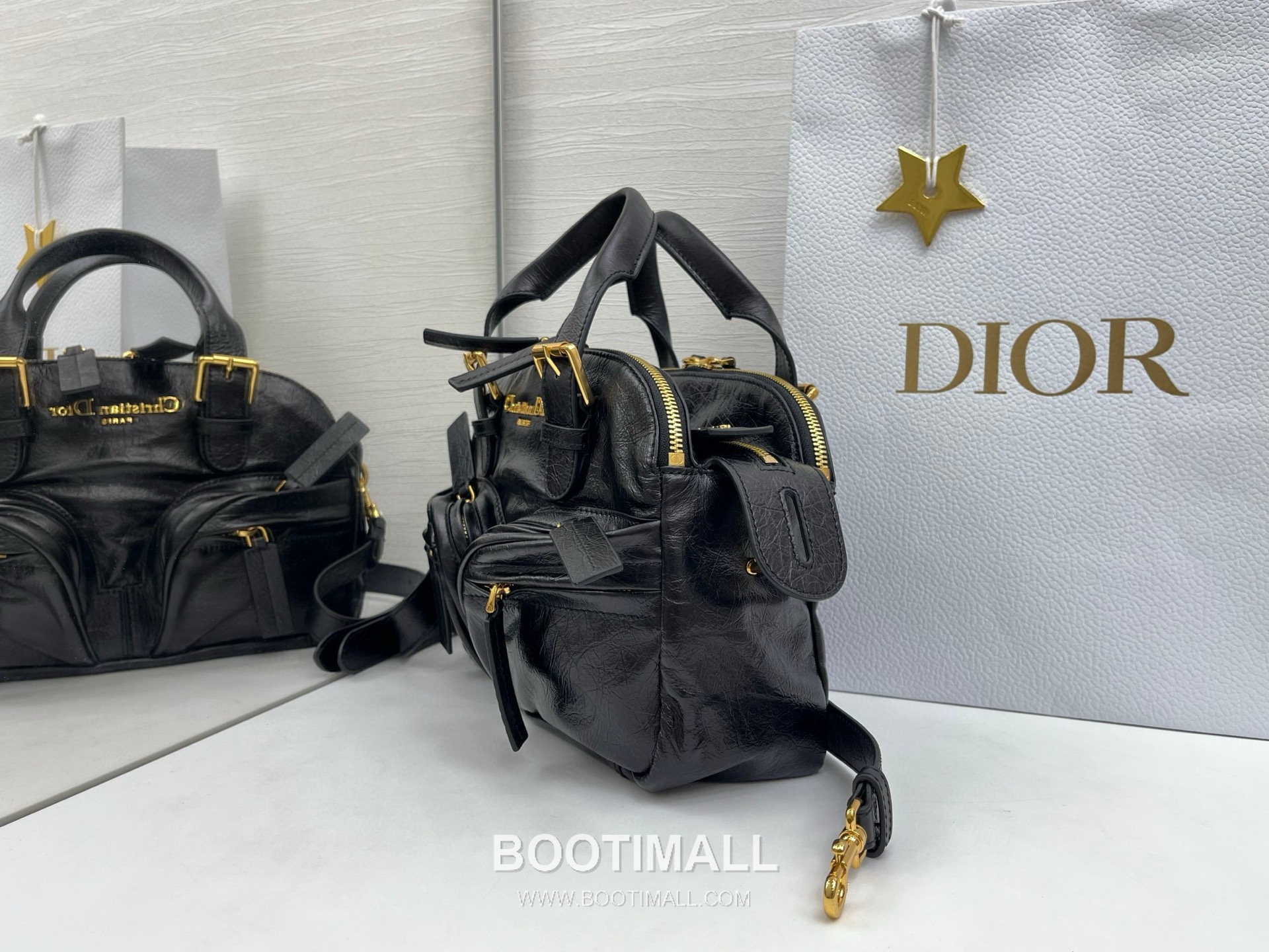 Dior Grand Tour Bowling Pleated Cowhide Leather Black Top Handle Bag 디올 그랑 투르 볼링 플리츠 소가죽 블랙 토트백 28cm 5