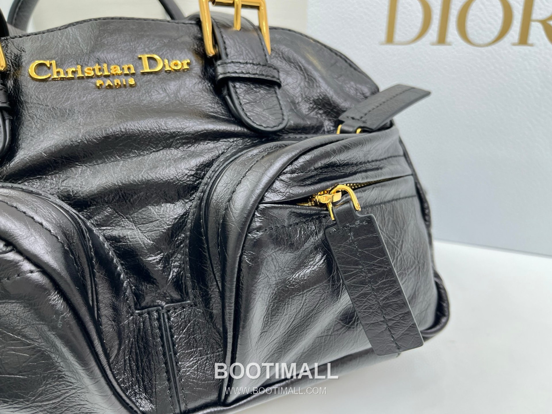 Dior Grand Tour Bowling Pleated Cowhide Leather Black Top Handle Bag 디올 그랑 투르 볼링 플리츠 소가죽 블랙 토트백 28cm 7