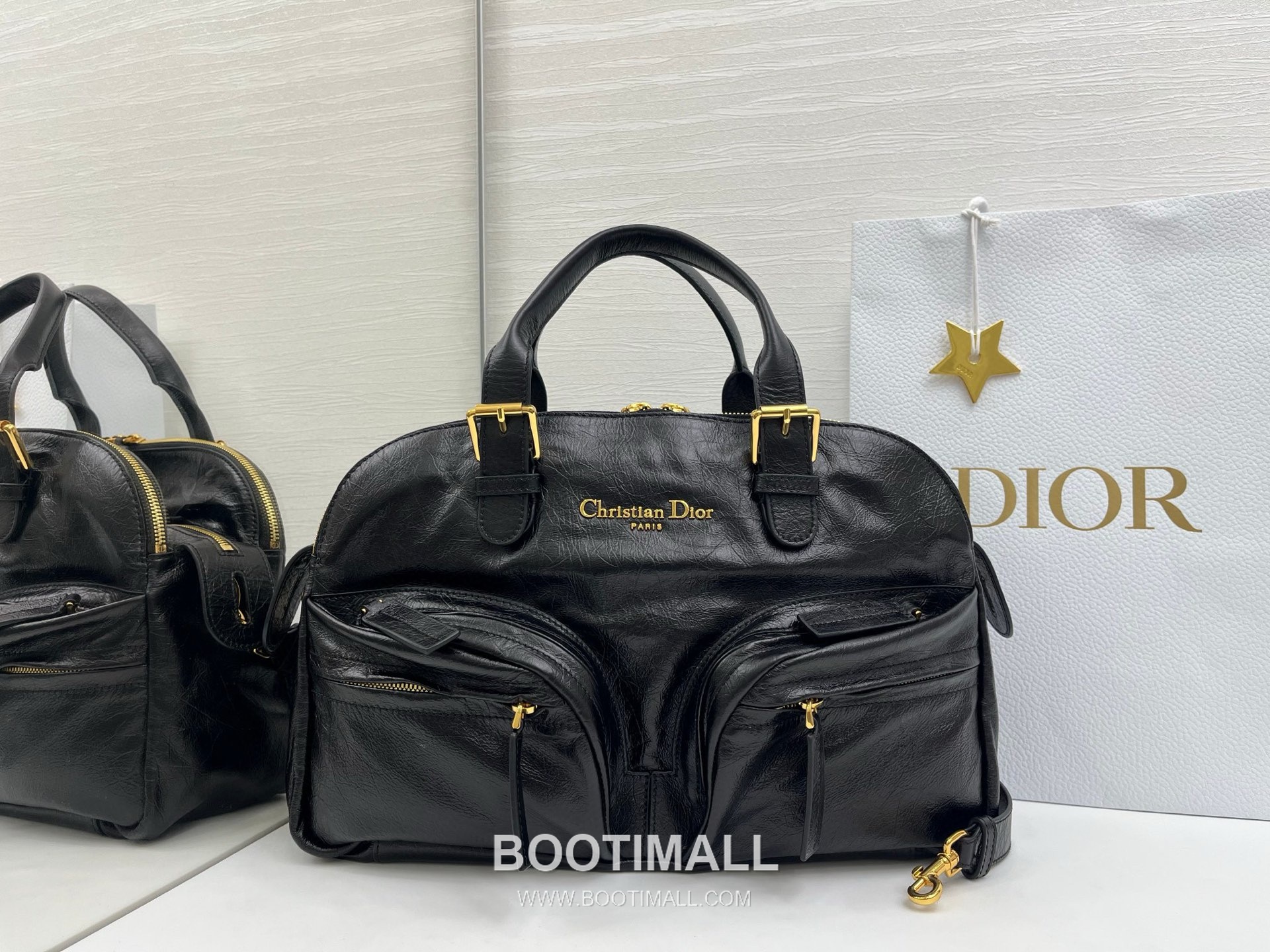 Dior Grand Tour Bowling Pleated Cowhide Leather Black Shoulder Bag 디올 그랑 투르 볼링 플리츠 소가죽 블랙 숄더백 36cm 1