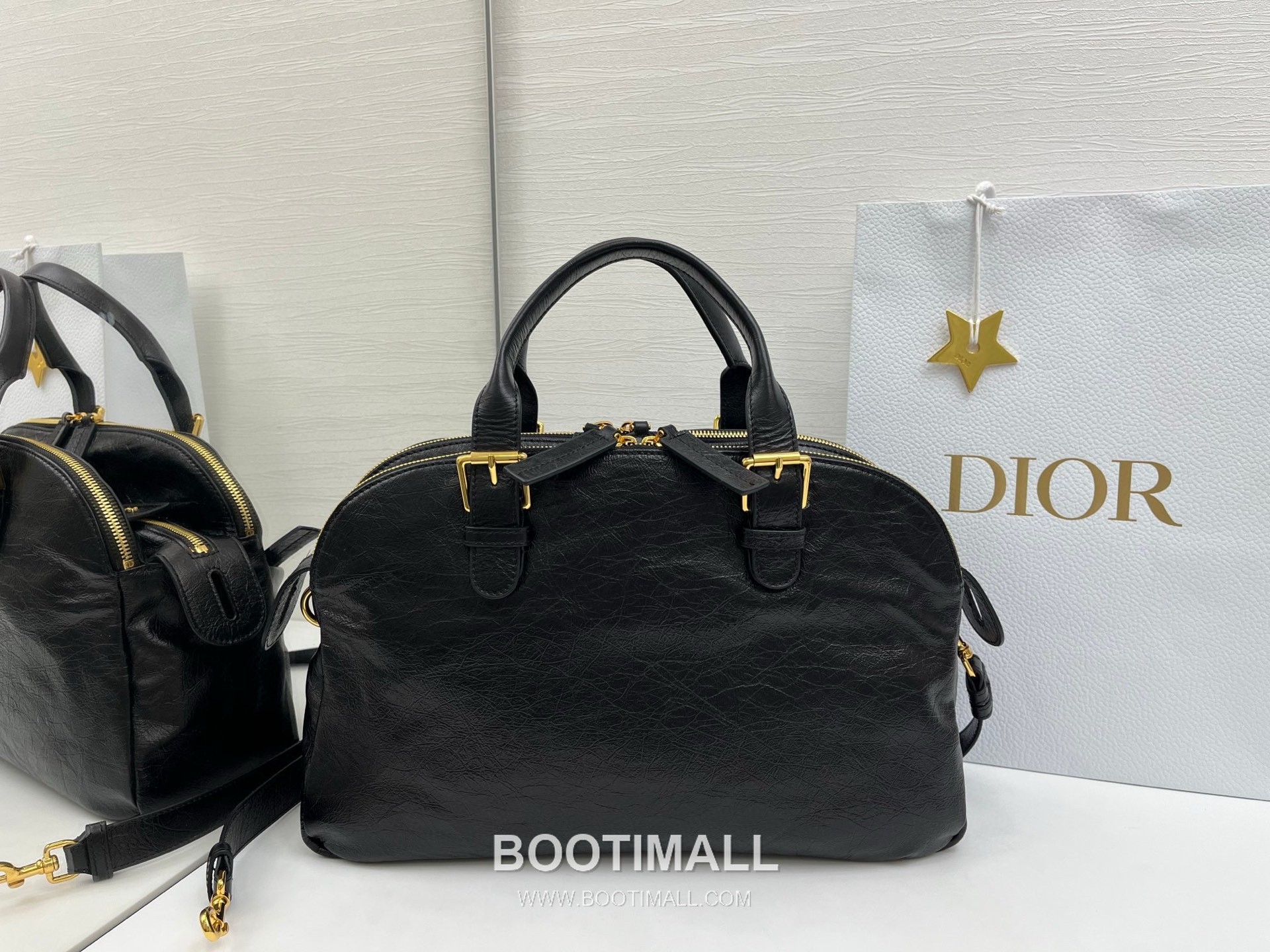 Dior Grand Tour Bowling Pleated Cowhide Leather Black Shoulder Bag 디올 그랑 투르 볼링 플리츠 소가죽 블랙 숄더백 36cm 4