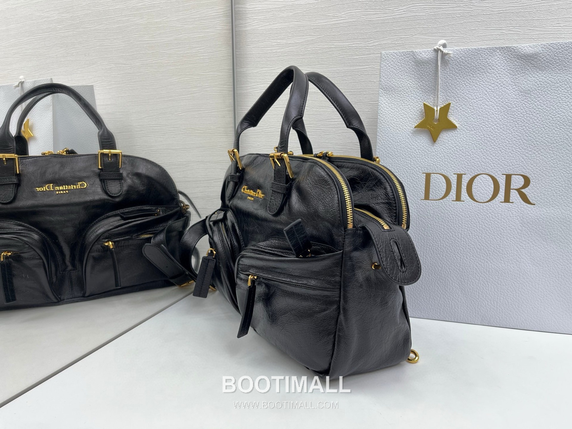 Dior Grand Tour Bowling Pleated Cowhide Leather Black Shoulder Bag 디올 그랑 투르 볼링 플리츠 소가죽 블랙 숄더백 36cm 6