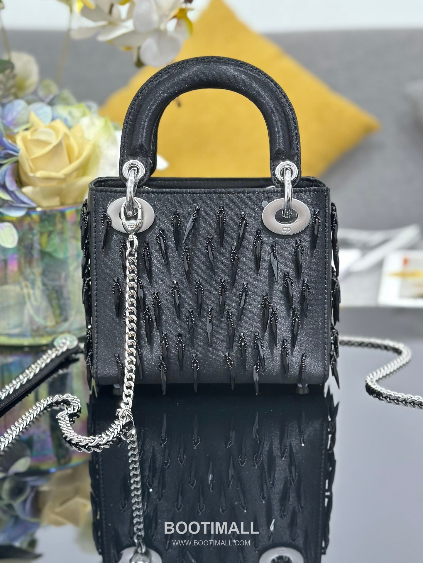 Dior Lady Three-Compartment Silk Black Top Handle Bag 디올 레이디 3칸 M0505 실크 블랙 토트백 17cm 2