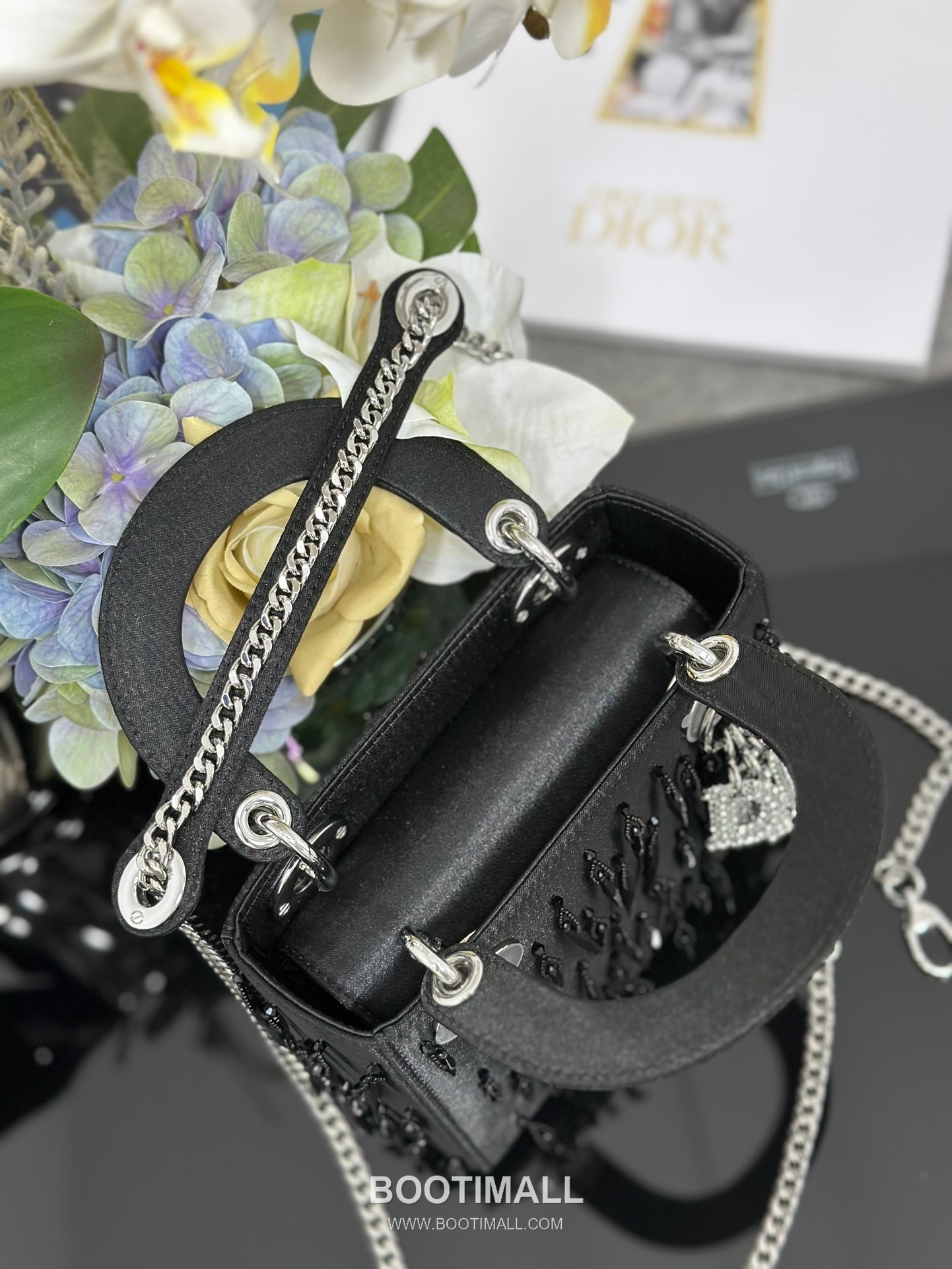 Dior Lady Three-Compartment Silk Black Top Handle Bag 디올 레이디 3칸 M0505 실크 블랙 토트백 17cm 7