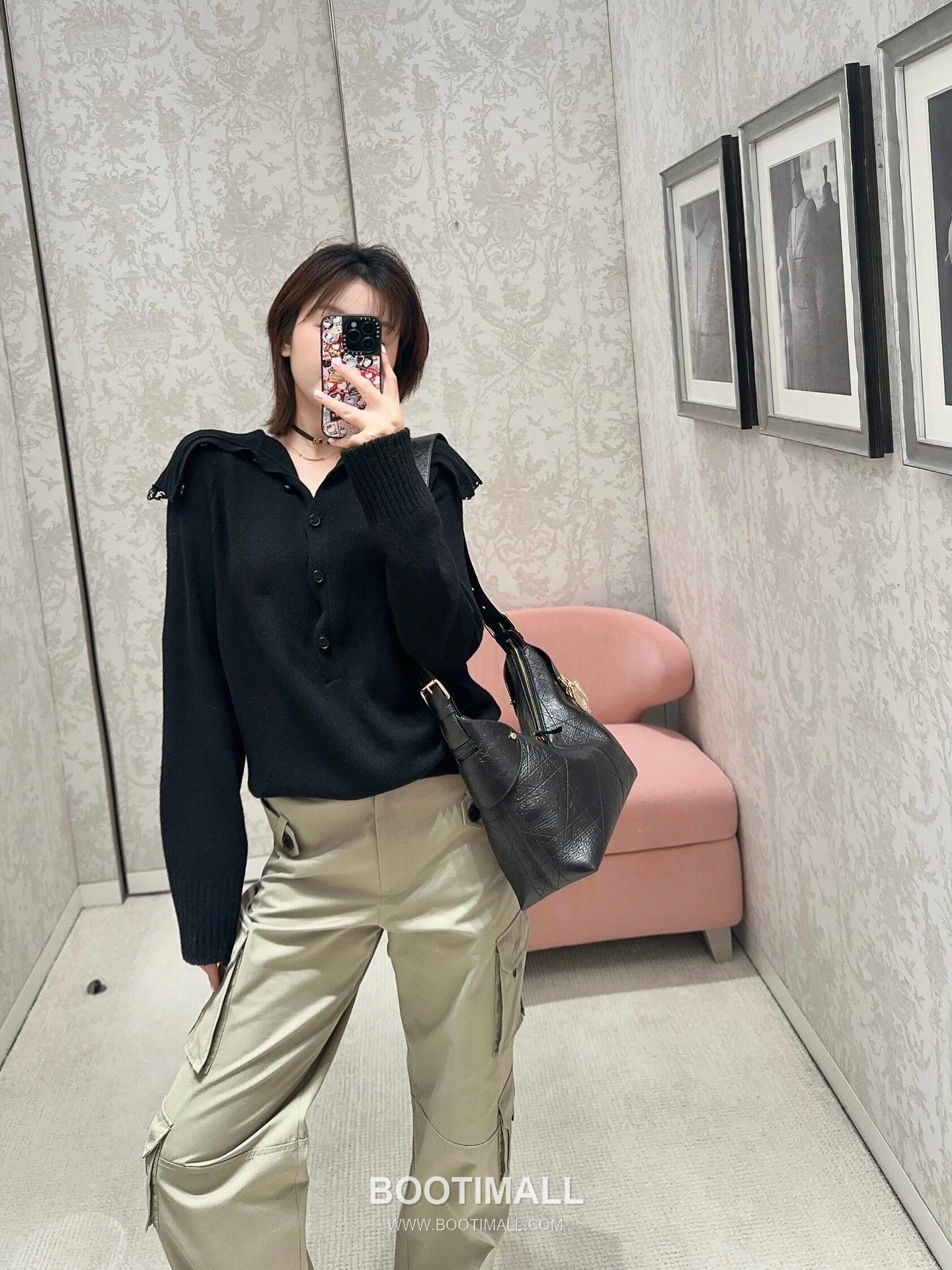 Dior Voyage Cannage Waxed Cowhide Leather Black Belt 디올 보야주 까나쥬 왁스드 소가죽 블랙 숄더백 5