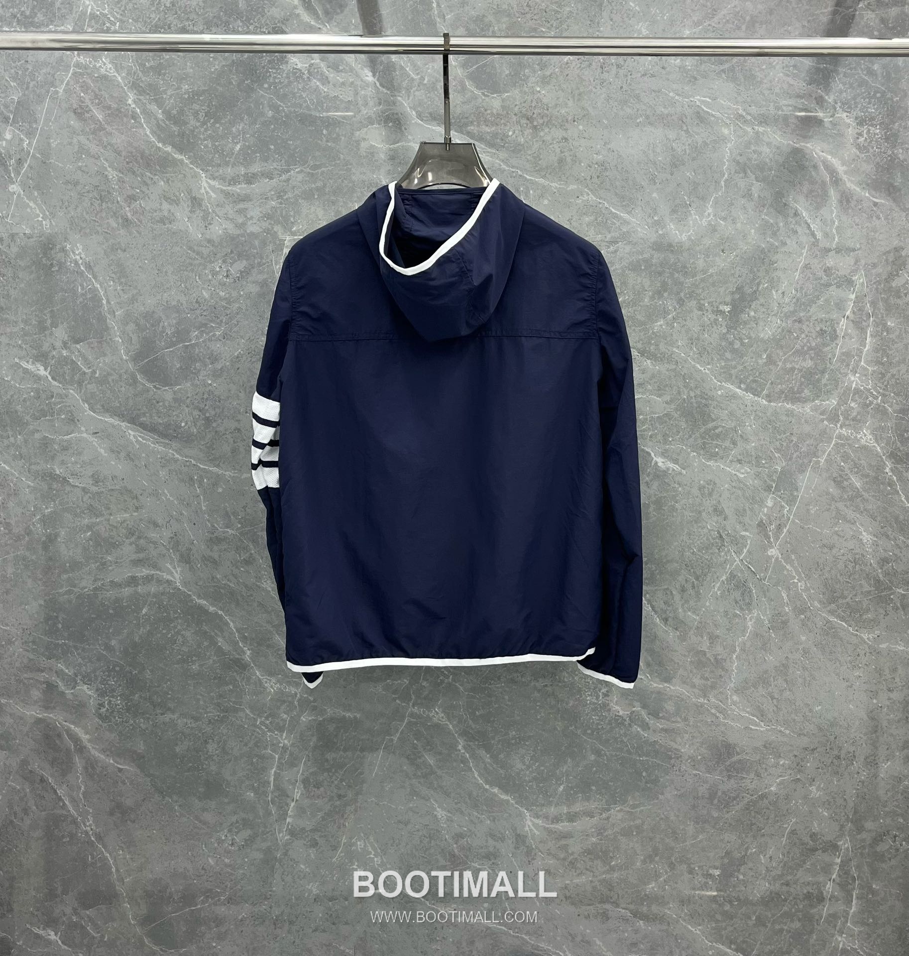 Thom Browne White-Trim 4-Bar Zip Hoodie Navy Windbreaker 톰브라운 화이트 트림 4바 집업 후드 네이비 바람막이 2