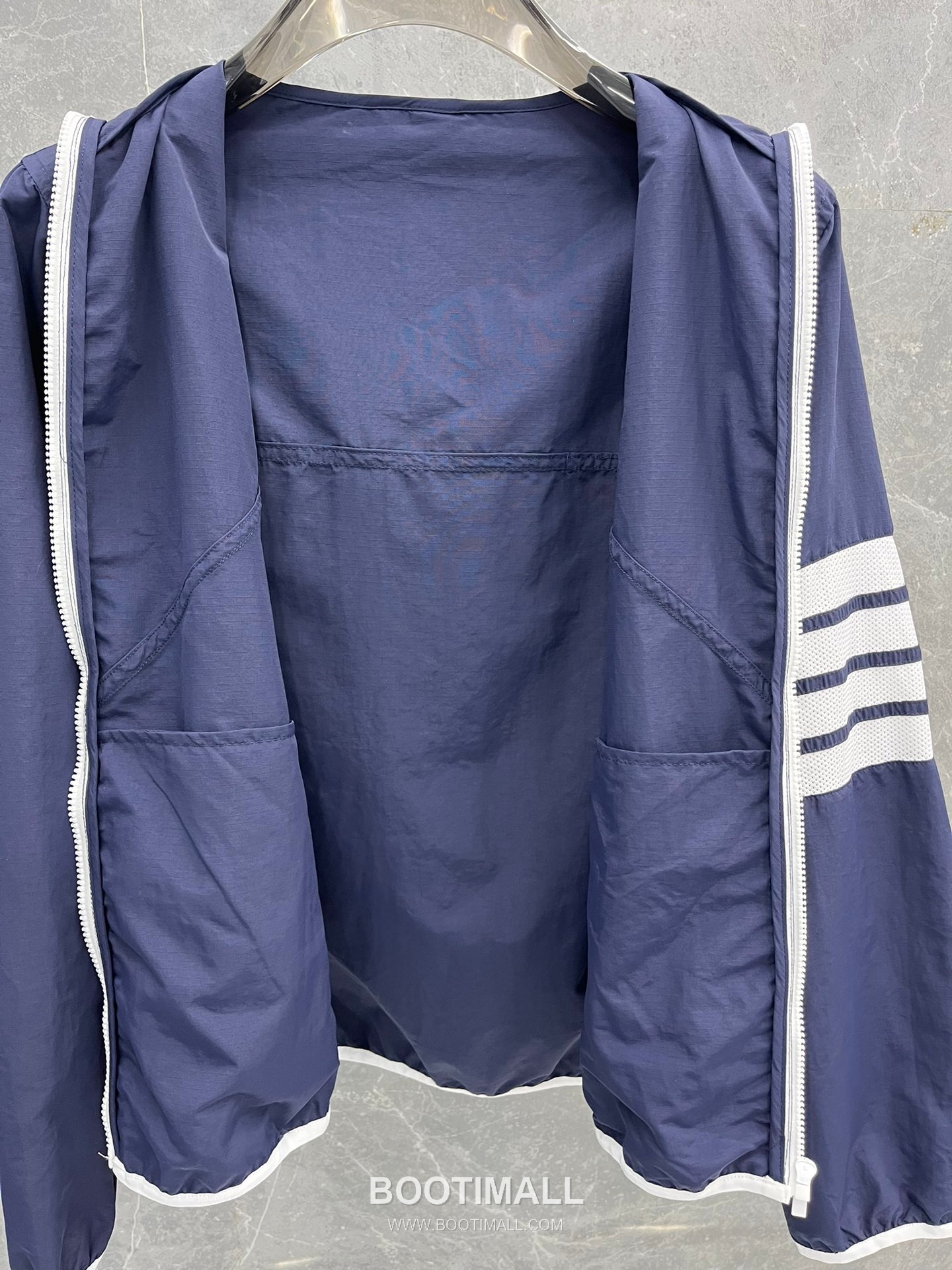 Thom Browne White-Trim 4-Bar Zip Hoodie Navy Windbreaker 톰브라운 화이트 트림 4바 집업 후드 네이비 바람막이 7