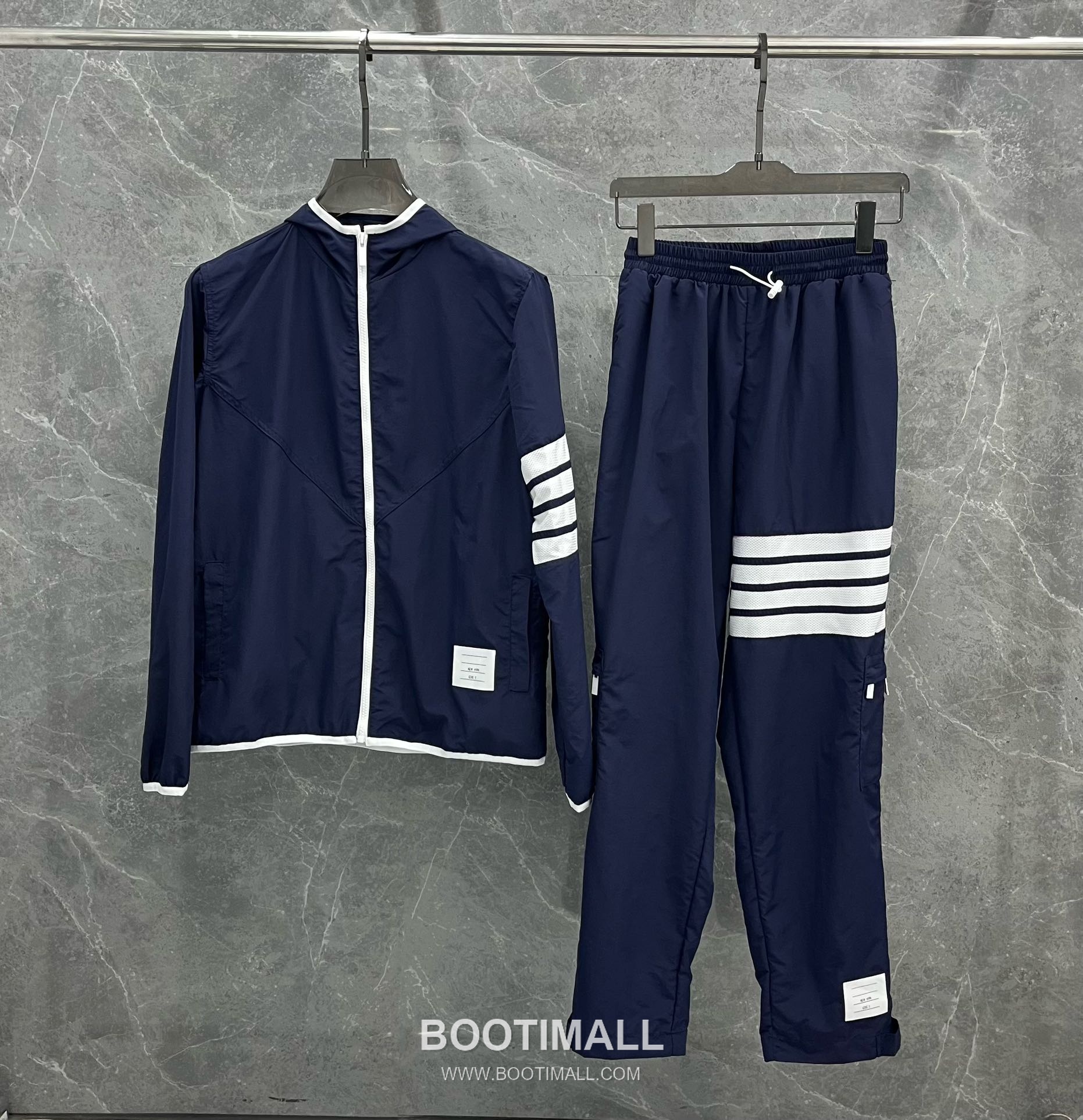 Thom Browne White-Trim 4-Bar Zip Hoodie Navy Windbreaker 톰브라운 화이트 트림 4바 집업 후드 네이비 바람막이 8