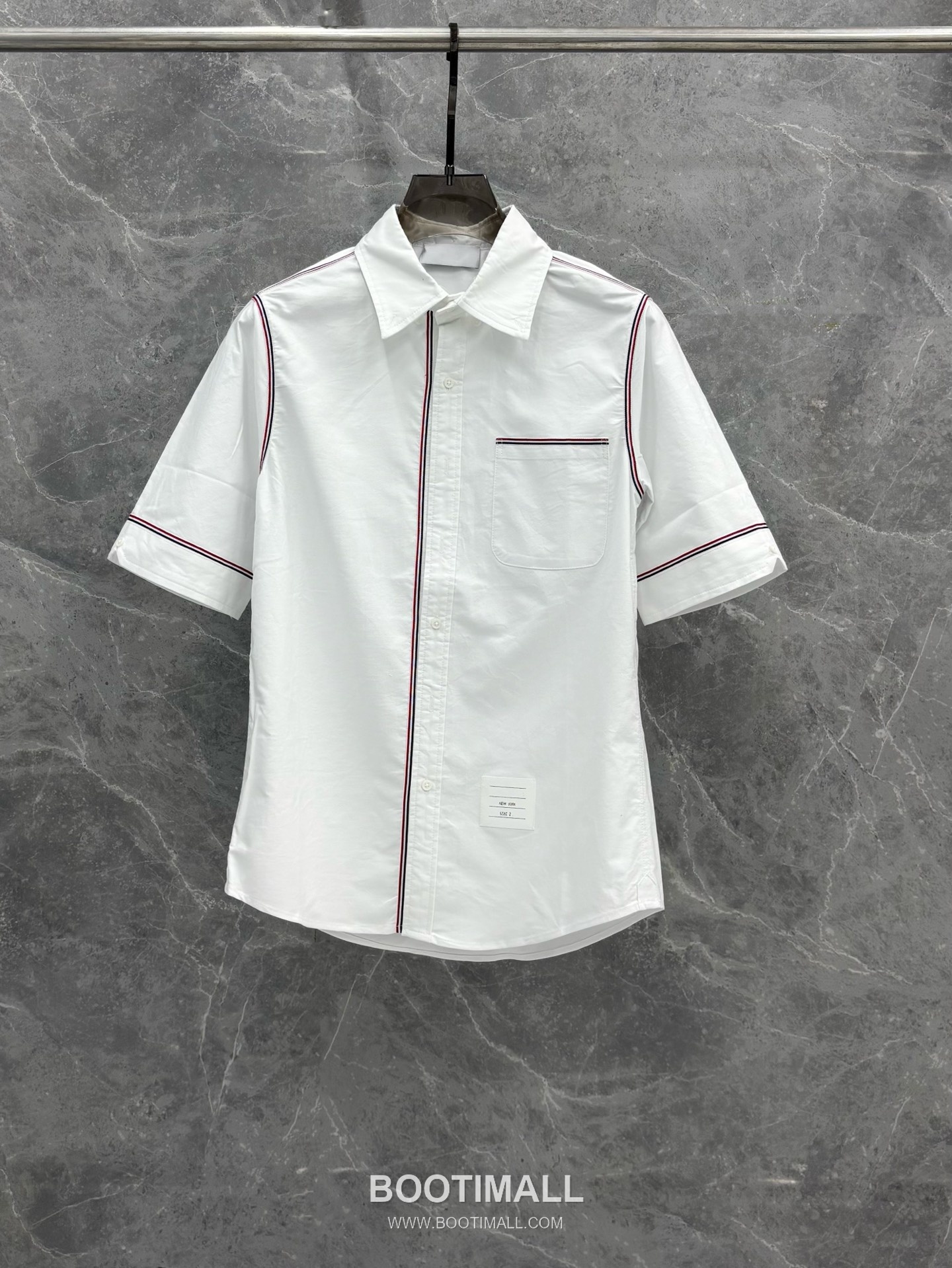 Thom Browne Webbing Stripe Oxford Cotton Short-Sleeve Shirt 톰브라운 웹빙 스트라이프 옥스포드 코튼 반팔 셔츠 1