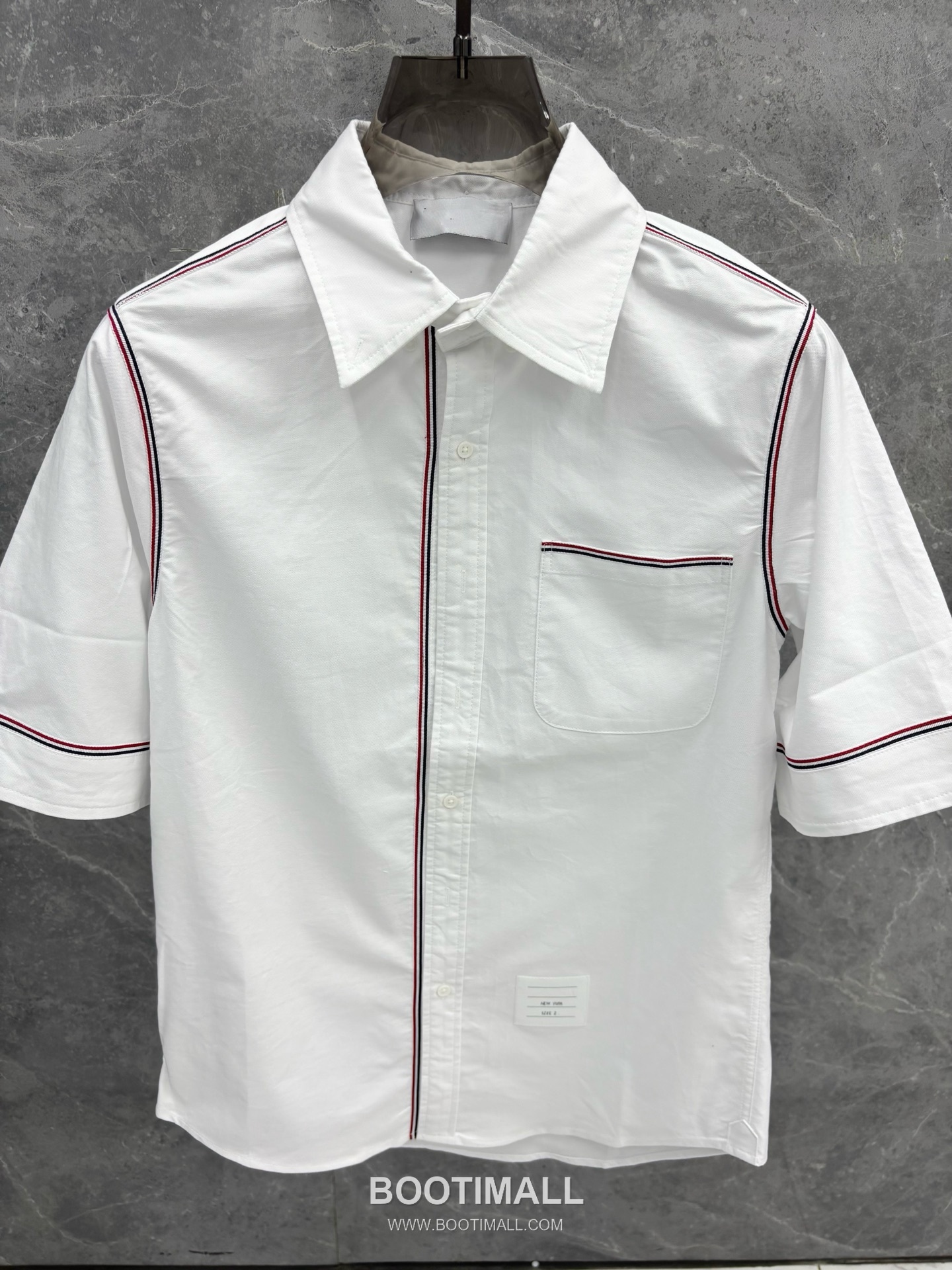 Thom Browne Webbing Stripe Oxford Cotton Short-Sleeve Shirt 톰브라운 웹빙 스트라이프 옥스포드 코튼 반팔 셔츠 4