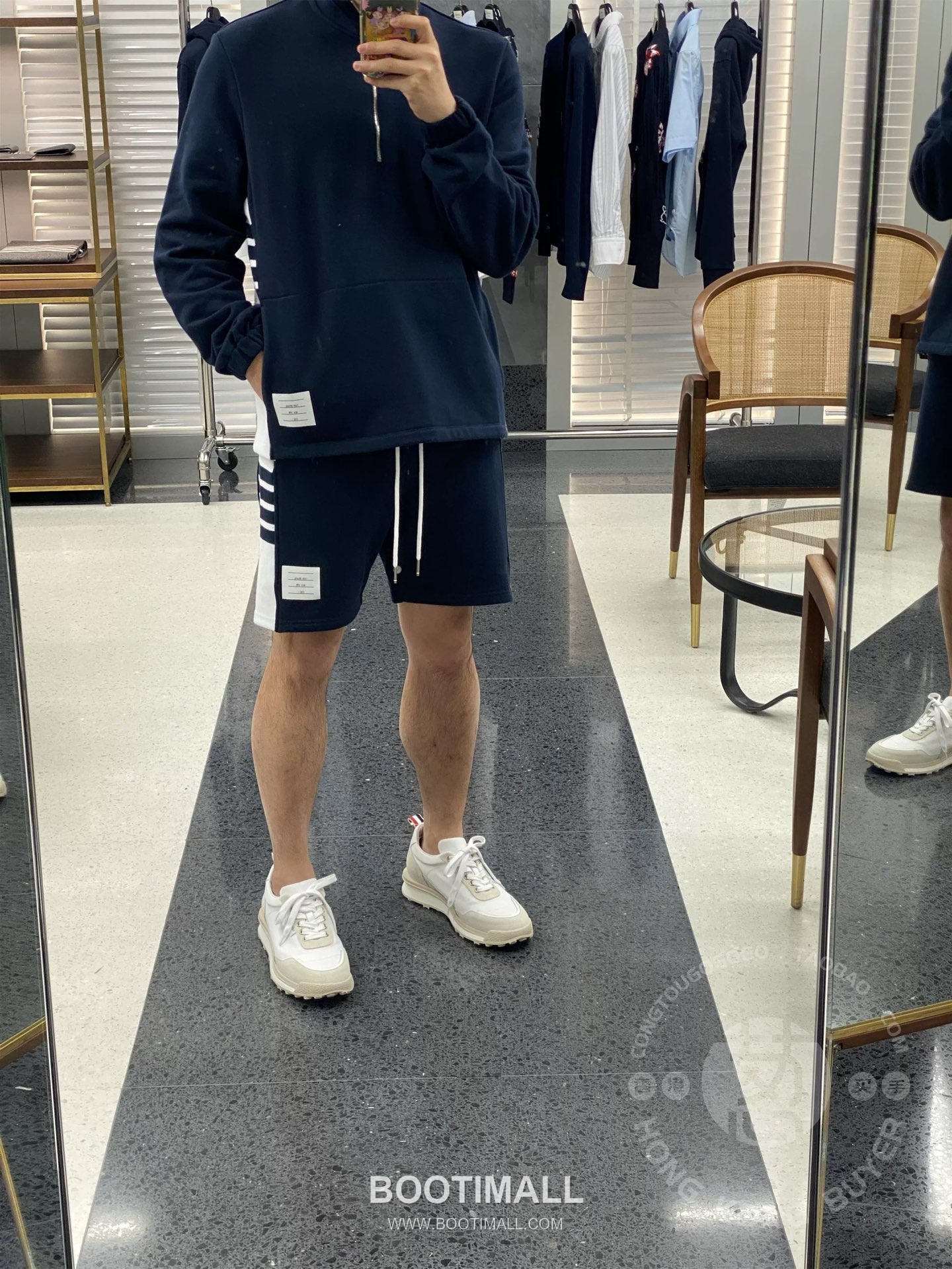 Thom Browne 4-Bar Colorblock Ribbed Cotton Navy Shorts 톰브라운 4바 컬러블록 립 코튼 네이비 쇼츠 1