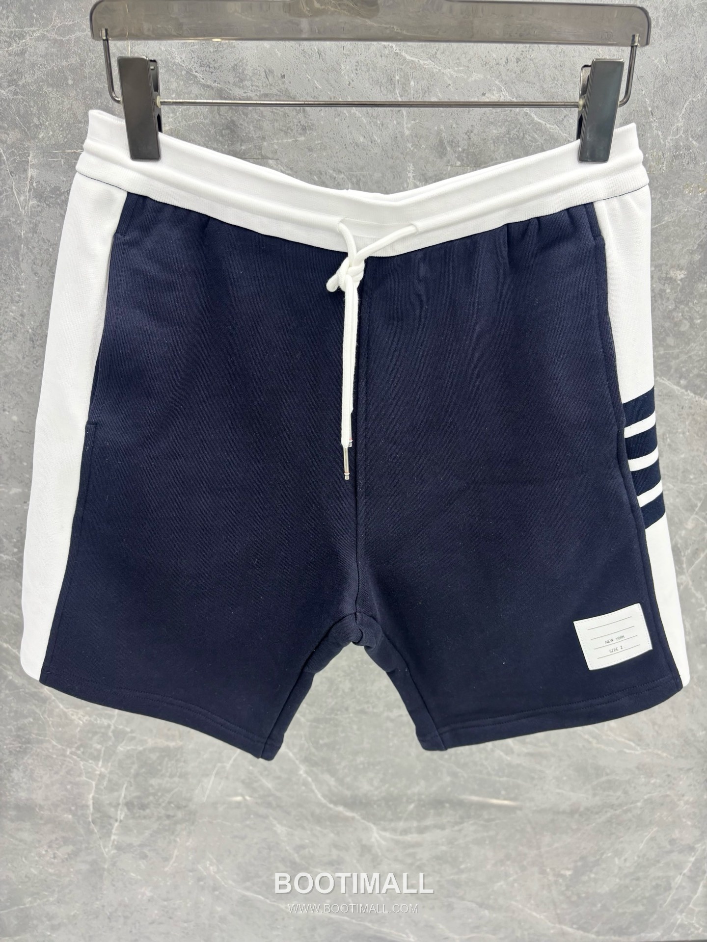 Thom Browne 4-Bar Colorblock Ribbed Cotton Navy Shorts 톰브라운 4바 컬러블록 립 코튼 네이비 쇼츠 5