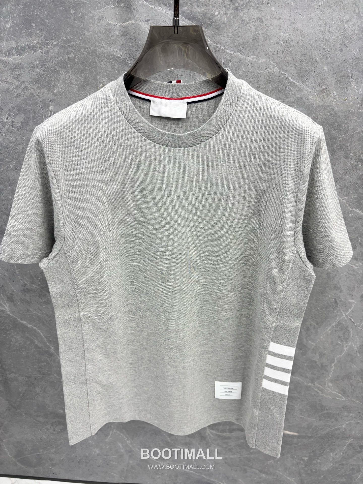 Thom Browne 4-Bar Ribbed Panel Tee Cotton Red T-Shirt 톰브라운 4바 립 패널 티 코튼 레드 티셔츠 4