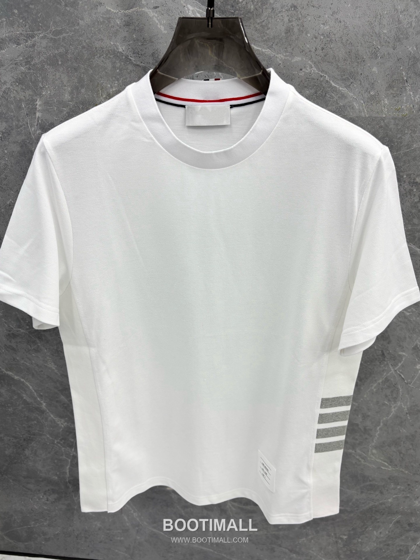 Thom Browne 4-Bar Ribbed Panel Tee Cotton Red T-Shirt 톰브라운 4바 립 패널 티 코튼 레드 티셔츠 4